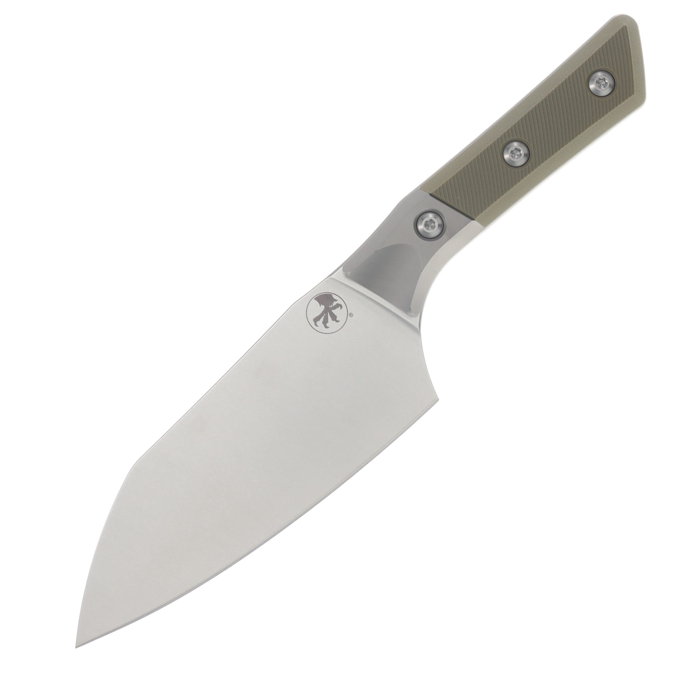 Microtech 6" Santoku Knife Stonewash/Olive Drab Green G-10 with Titanium Bolsters MT3200B10OD View 3