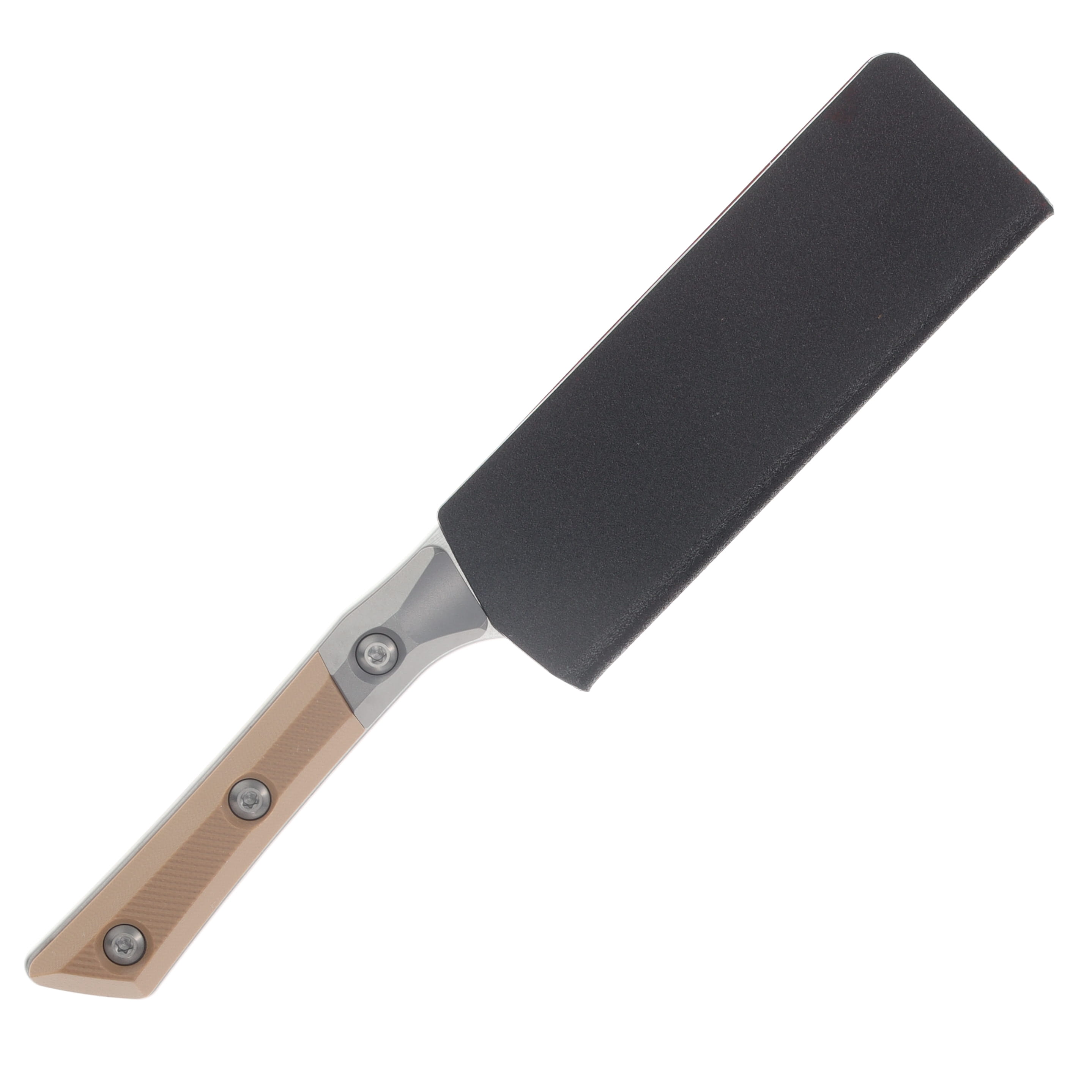 Microtech 4.2" Santoku Knife Stonewash/Coyote Tan G-10 with Titanium Bolsters MT3300B10CE View 4
