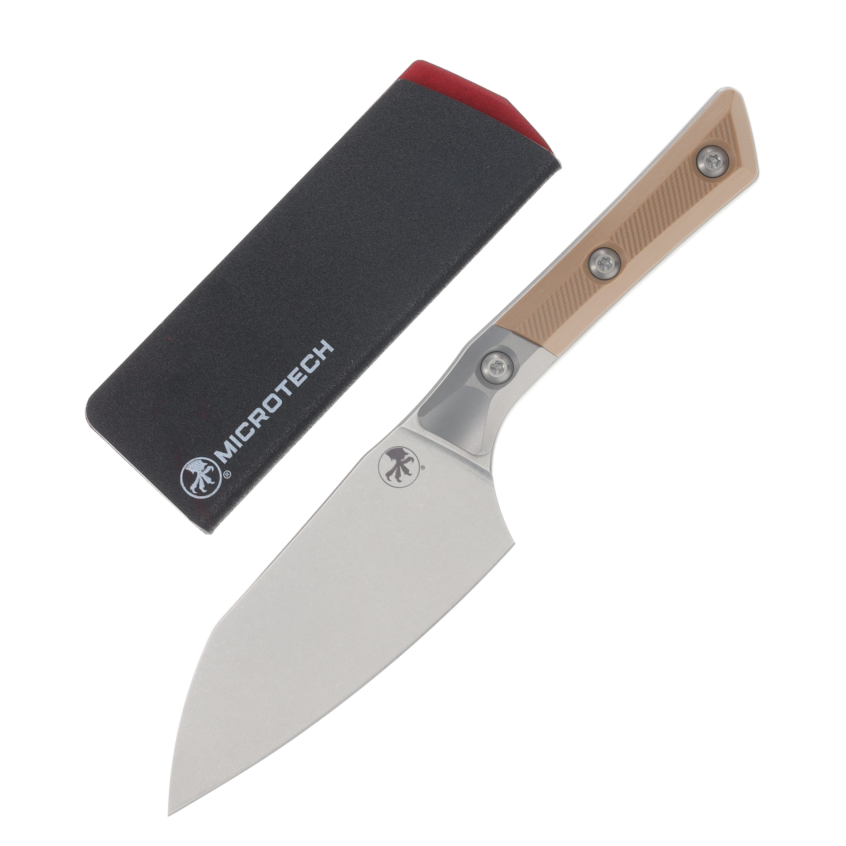 Microtech 4.2" Santoku Knife Stonewash/Coyote Tan G-10 with Titanium Bolsters MT3300B10CE View 1