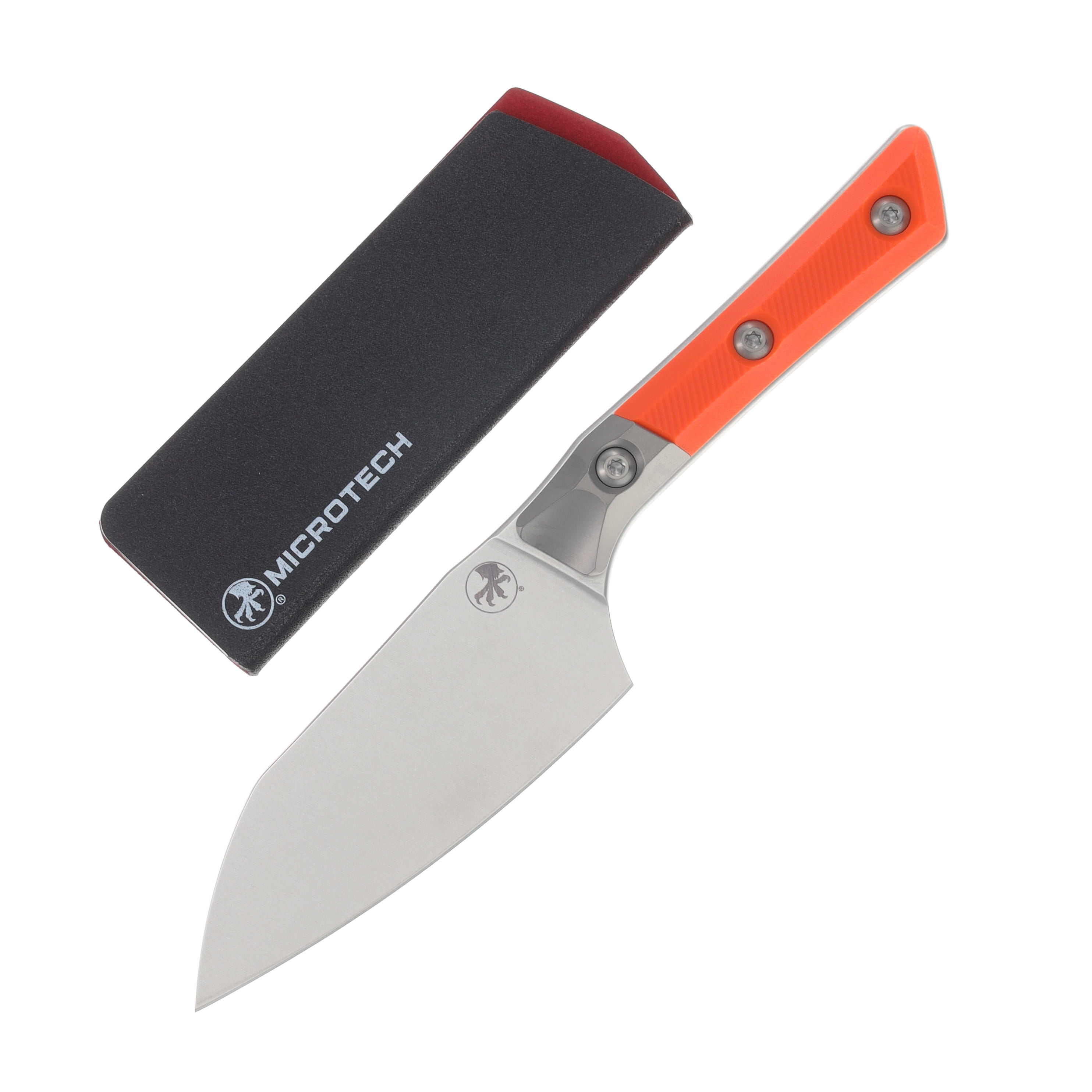 Microtech 4.2" Santoku Knife Stonewash/Ember G-10 with Titanium Bolsters MT3300B10EM View 1