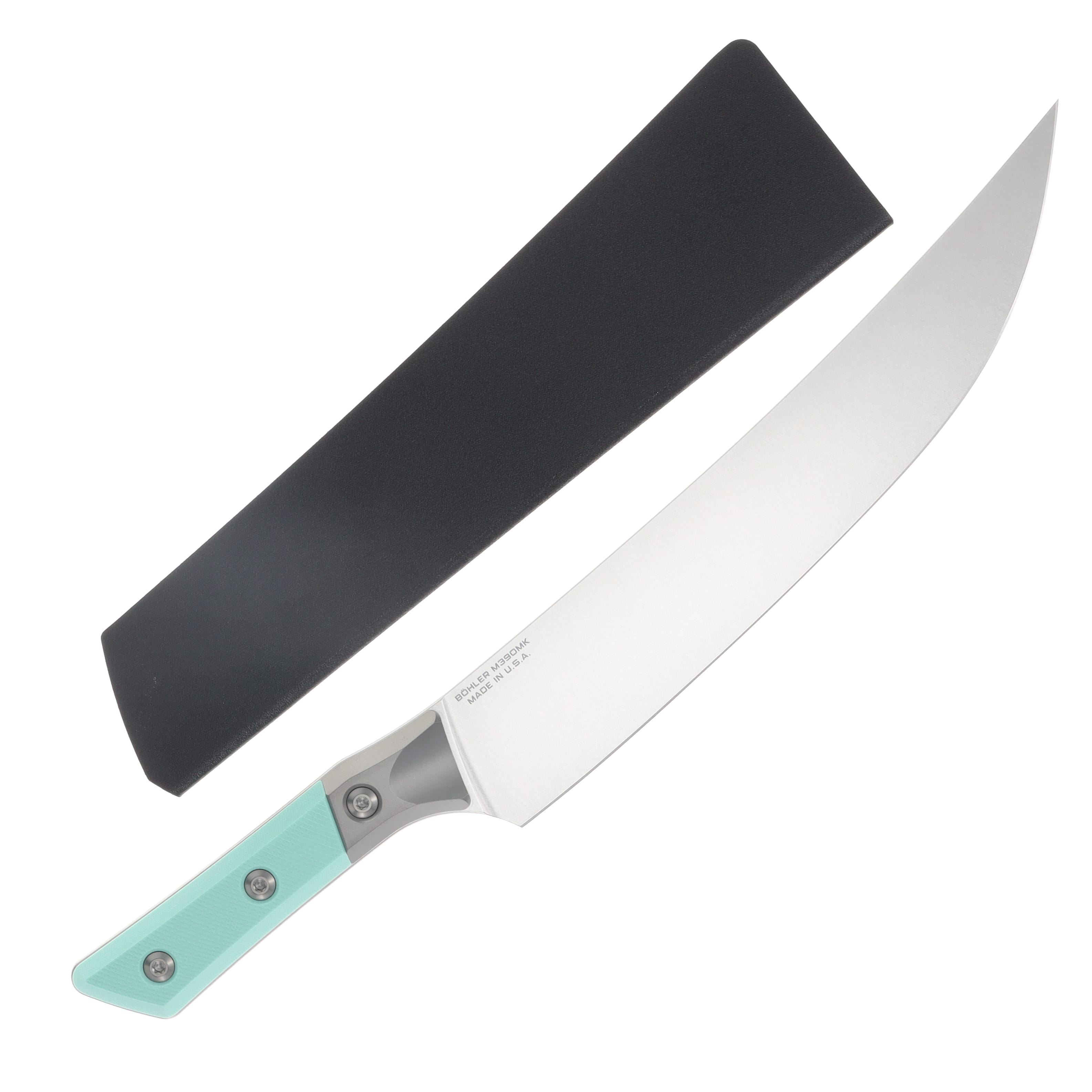 Microtech Butcher Knife Stonewash/Caribbean Blue G-10 with Titanium Bolsters MT3800B10CA View 2
