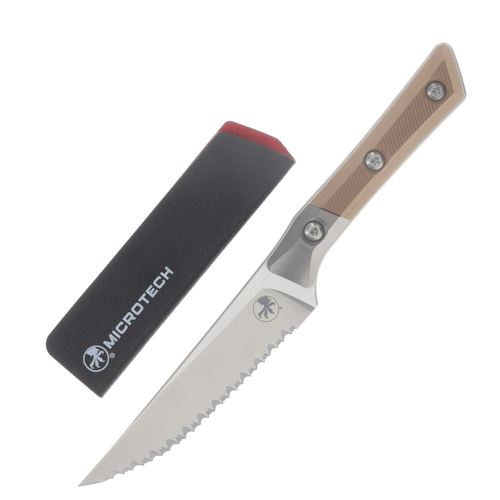 Microtech 4.5" Steak Knife Stonewash M390MK/Coyote Tan G-10 MT3600B12SETCE View 5