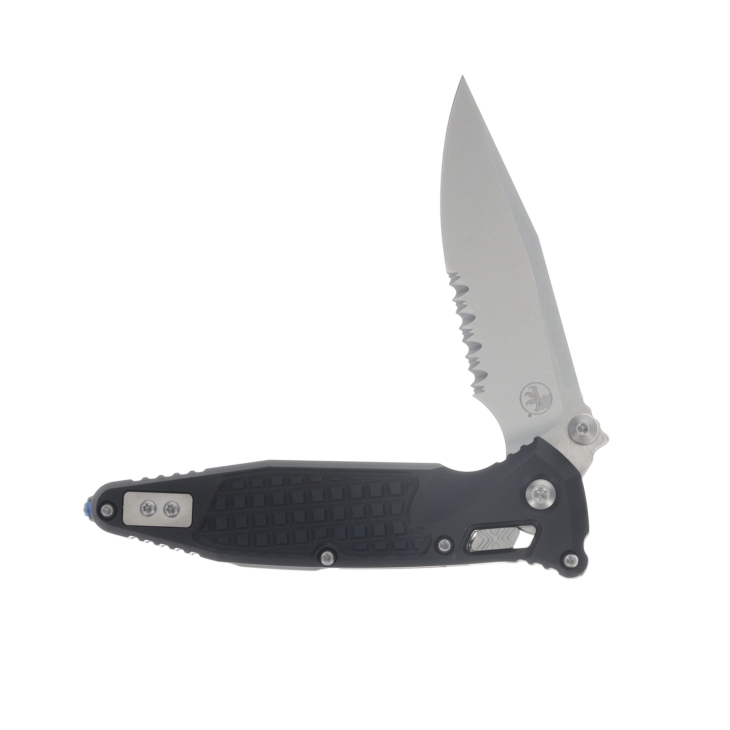 Microtech SOCOM RAM-LOK Folding Knife Partially Serrated Stonewash S/E Frag Patterned Black MT160RL11FR View 3