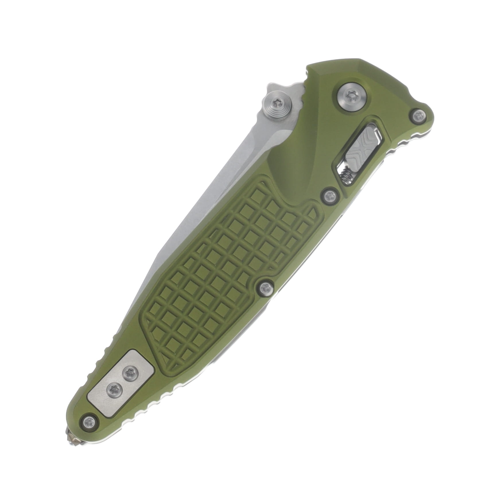 Microtech SOCOM RAM-LOK Folding Knife Stonewash S/E Frag Patterned OD Green MT160RL10FROD View 5