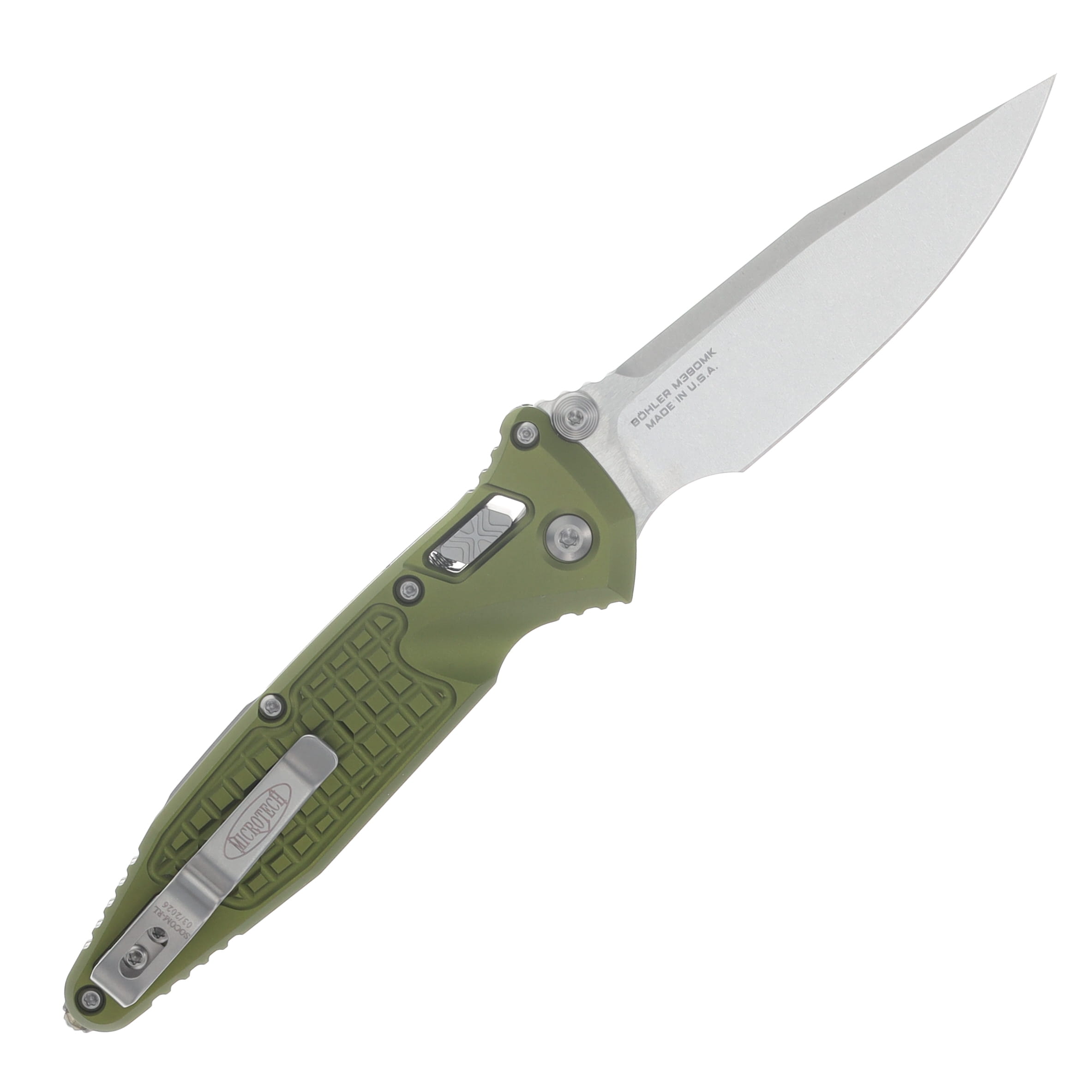 Microtech SOCOM RAM-LOK Folding Knife Stonewash S/E Frag Patterned OD Green MT160RL10FROD View 2