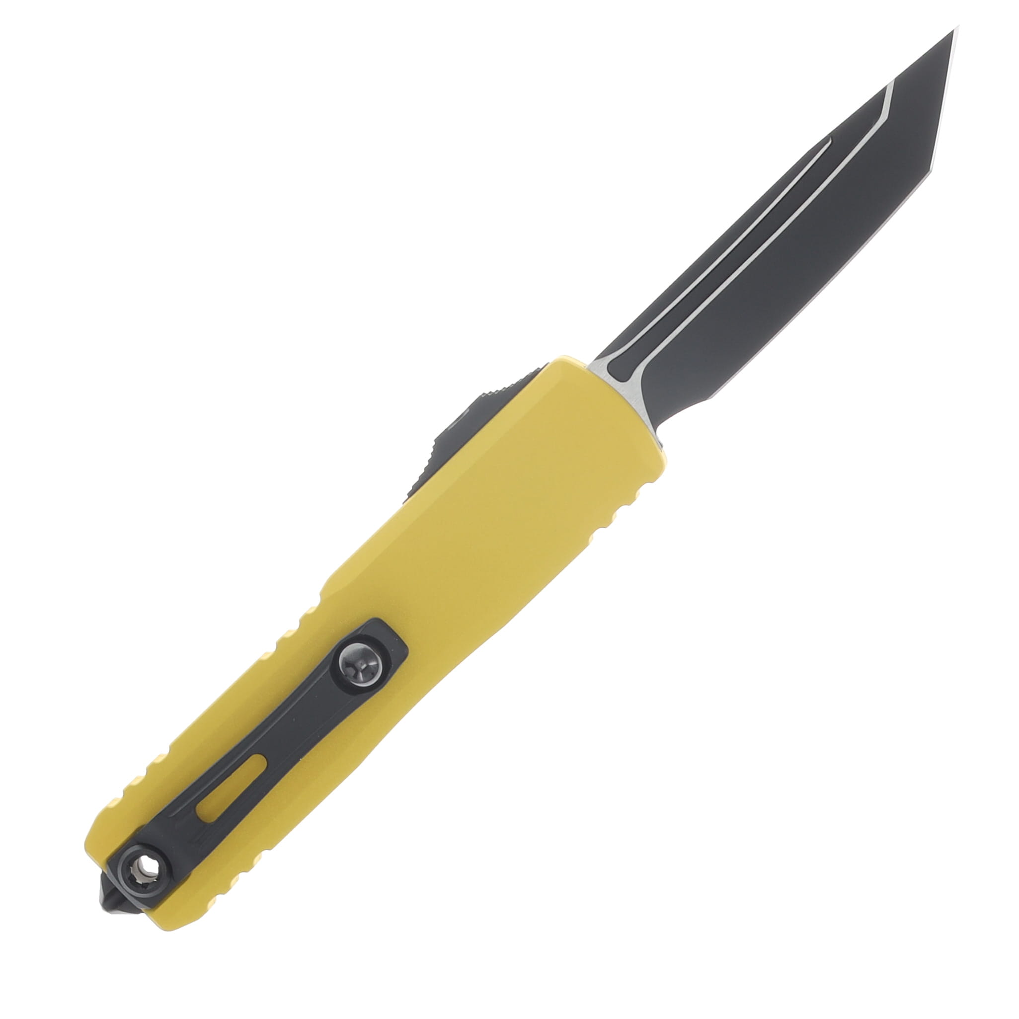 Microtech UTX-85 Gen IV OTF Automatic Black Standard Edge T/E Yellow AUMT123341YW View 2