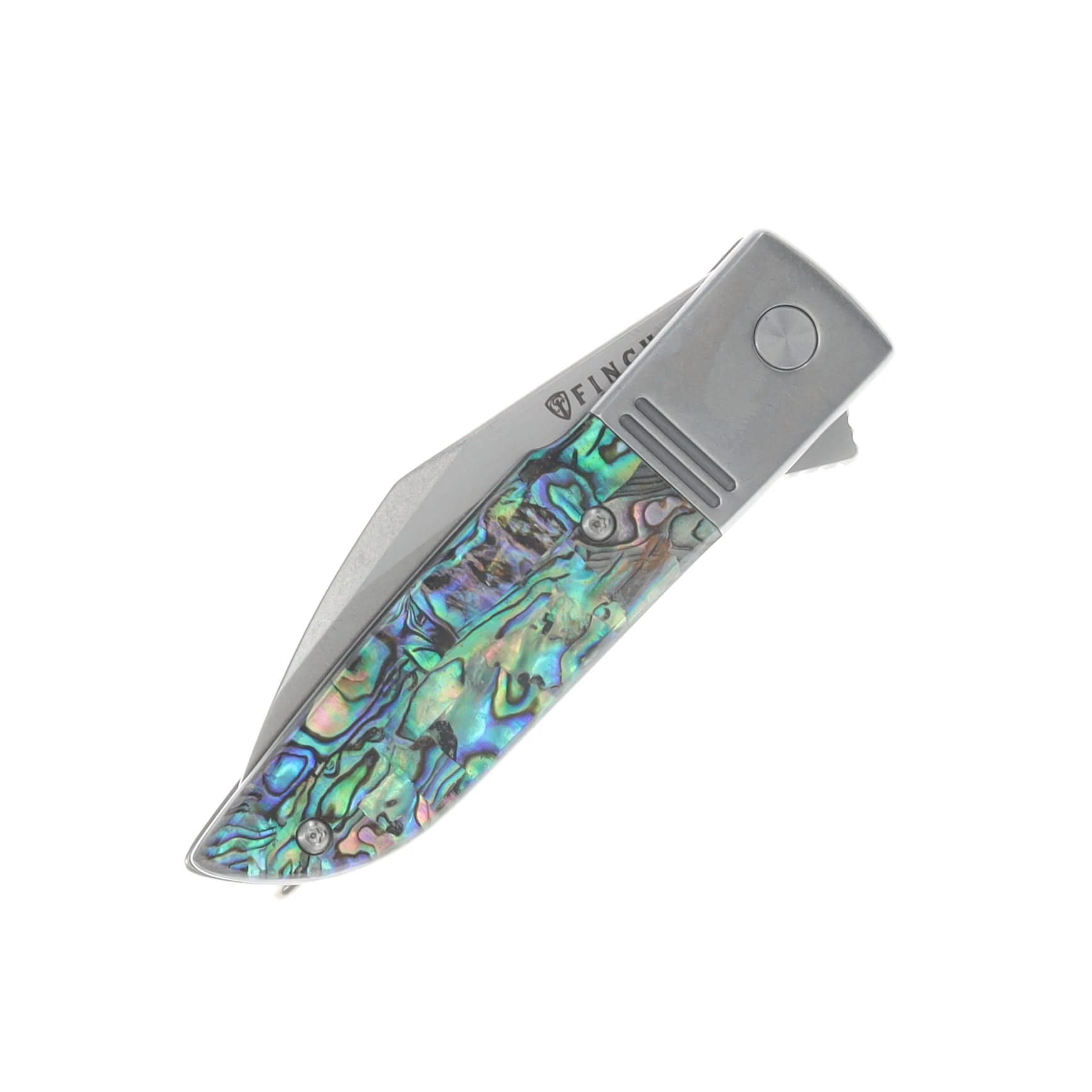 Finch Knife Co Geneva Spur Framelock Folder Abalone Handle 154CM Wharncliffe GS600 View 5