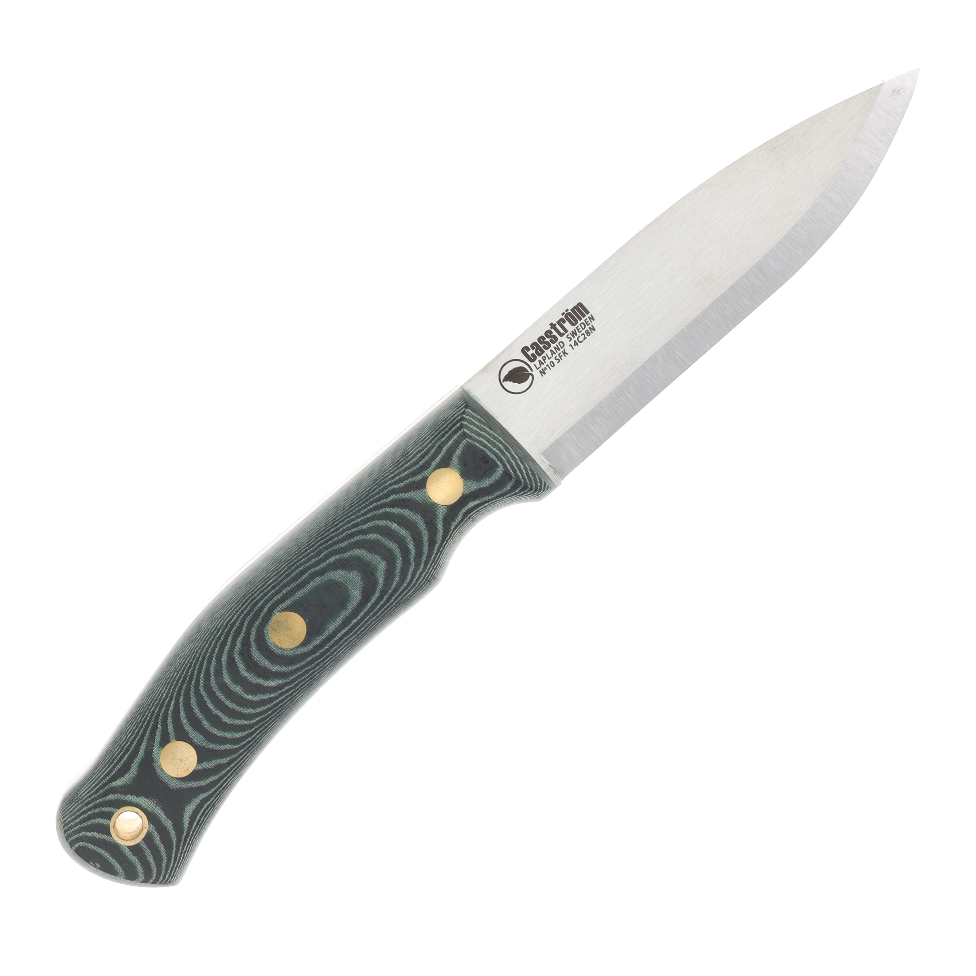 Casstrom No 10 SFK Fixed Blade Green Micarta Satin Scandi 14C28N W/Sheath View 6