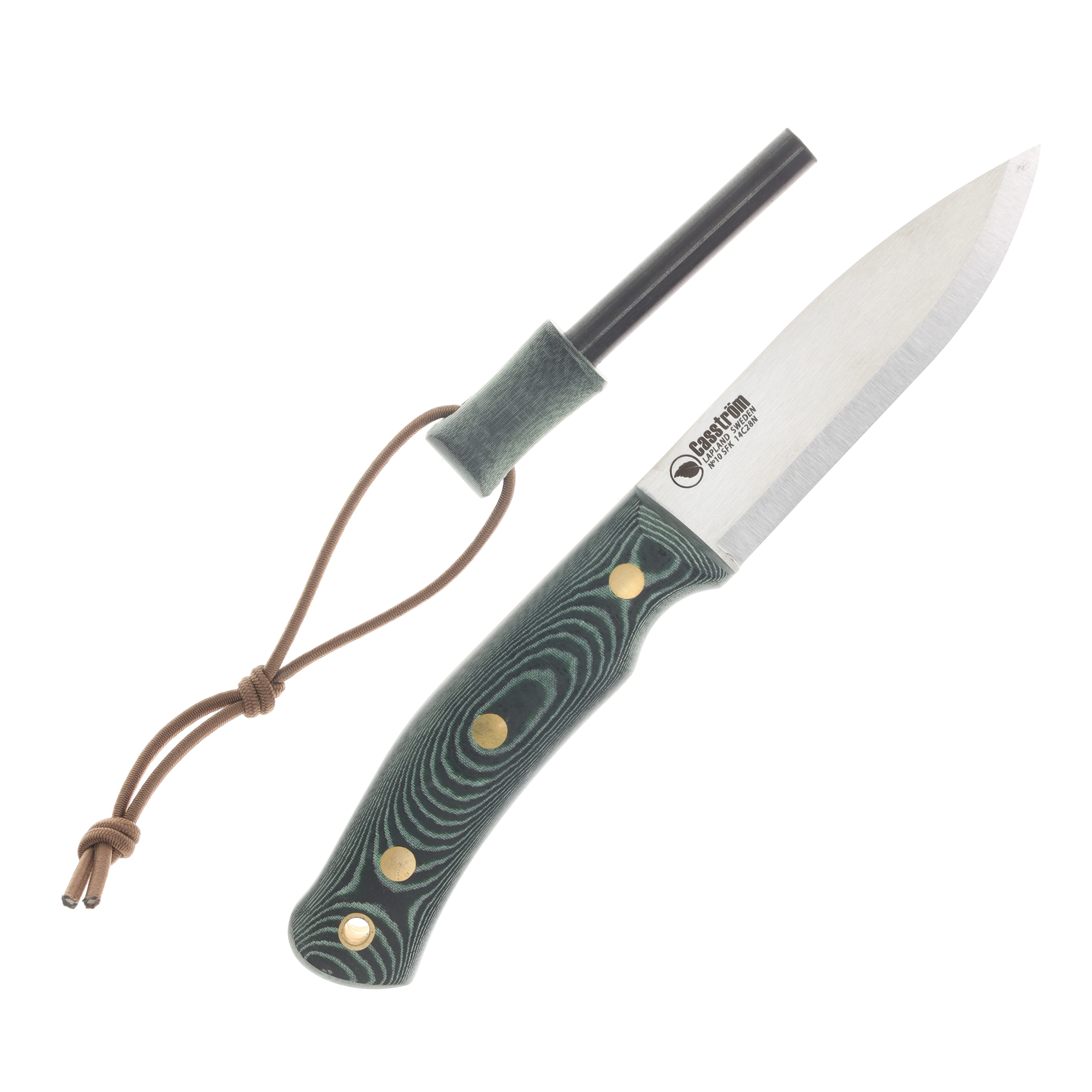 Casstrom No 10 SFK Fixed Blade Green Micarta Satin Scandi 14C28N W/Sheath View 4
