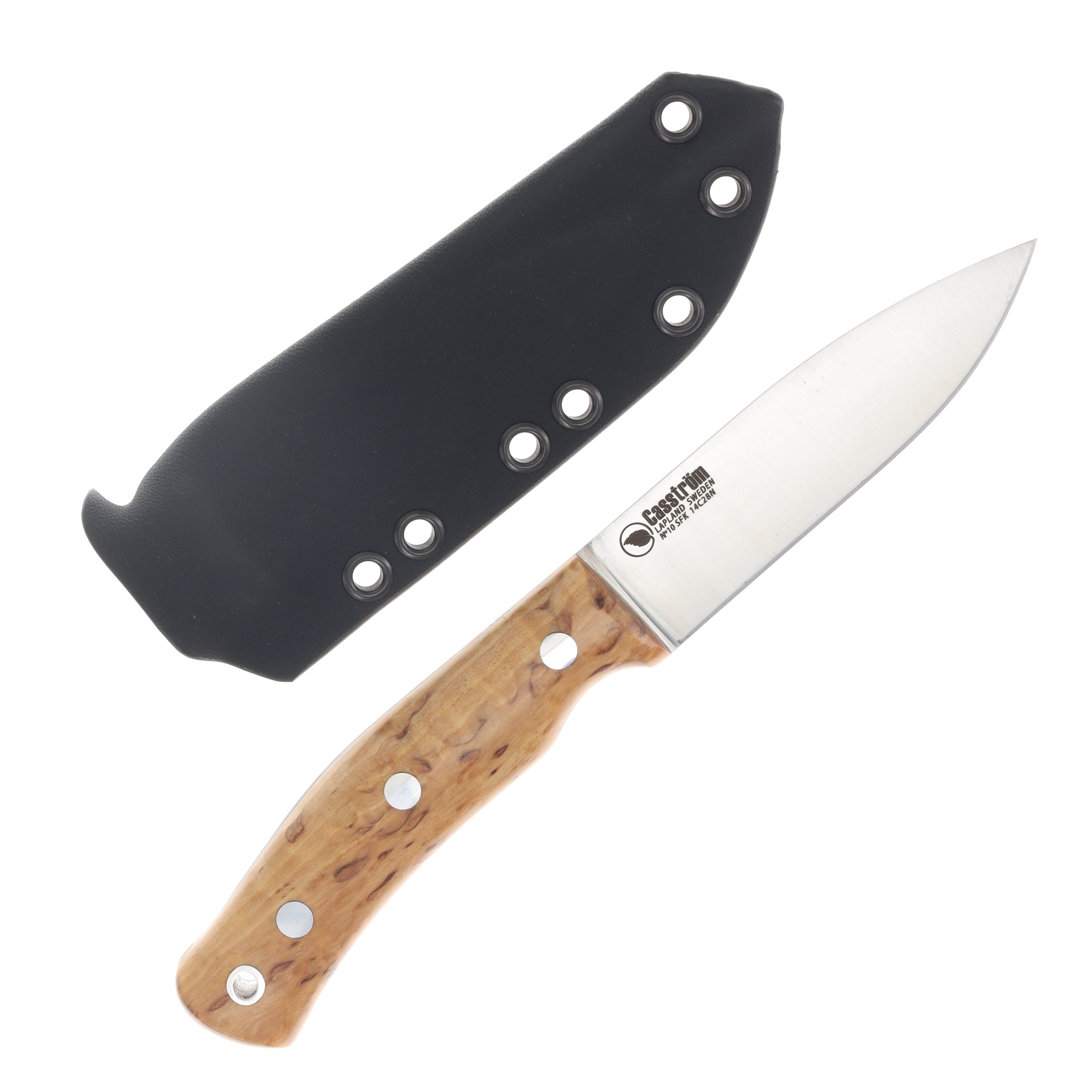 Casstrom No 10 Forest Fixed Knife Curly Birch Satin Flat 14C28N W/Sheath CI14118 View 2