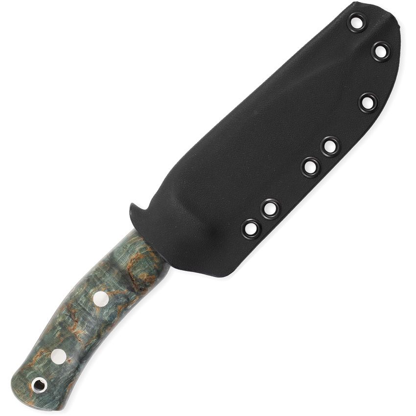 Casstrom No 10 Forest Fixed Knife Blue Curly Birch Satin Flat 14C28N W/Sheath CI14119 View 2