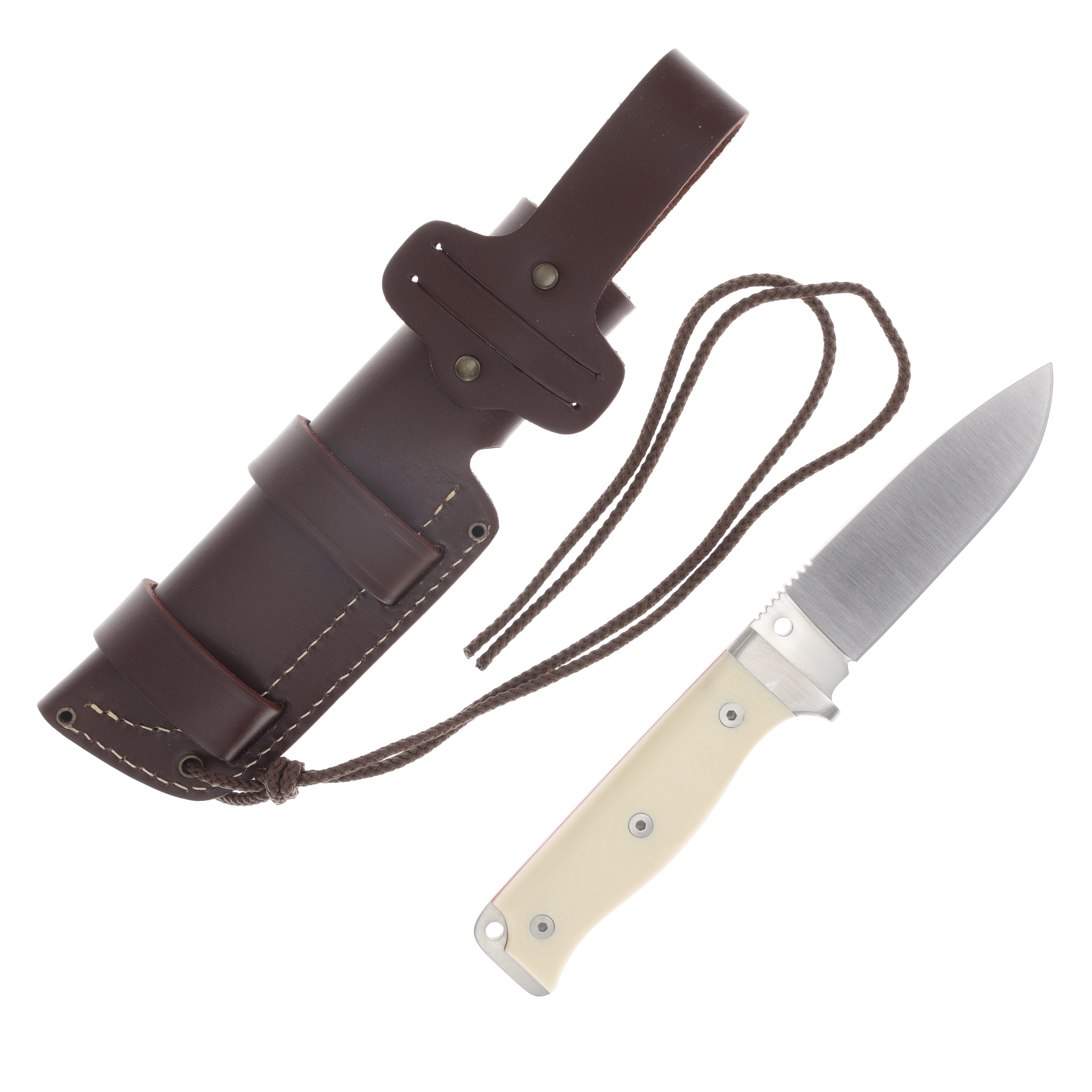 Cudeman MT5 Survival Fixed Knife White Micarta W/Red Liners N695 Drop Point CUD120B View 2
