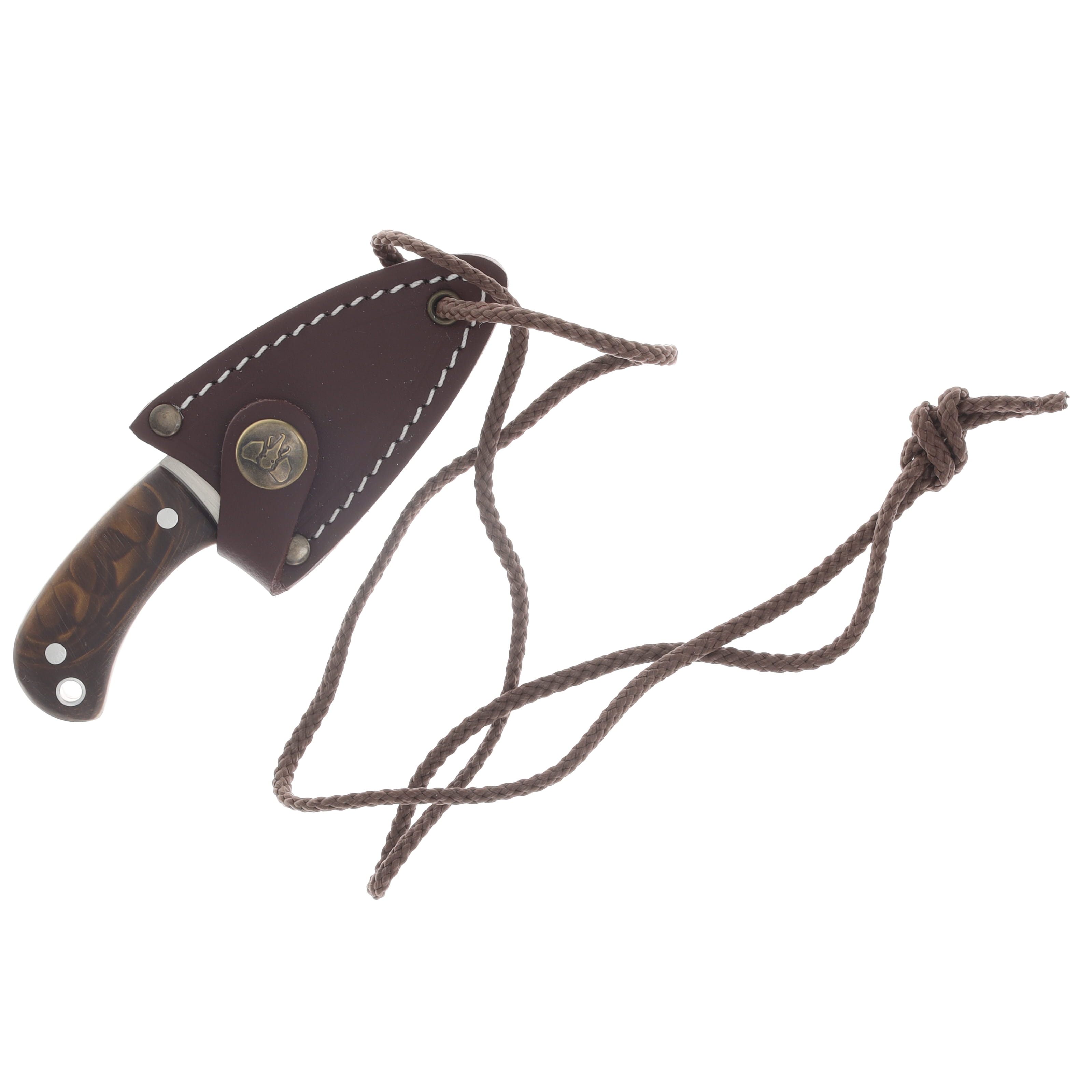 Cudeman Yoda Neck Knife Brown Juma W/White Liners N695 Spear Point W/ Sheath CUD200JM View 7