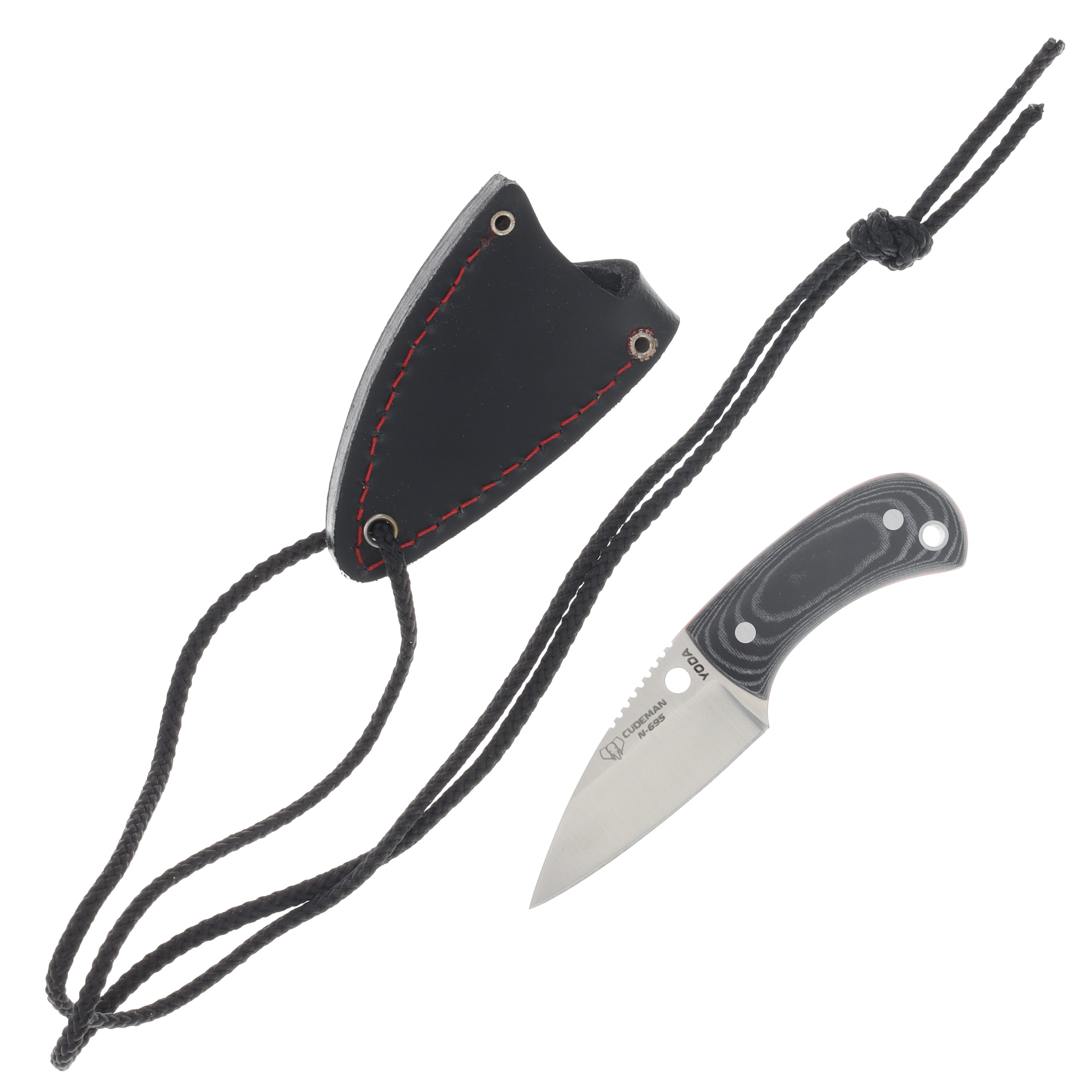 Cudeman Yoda Neck Knife Black Micarta 2.25in Satin N695 Spear Point  W/Sheath CUD200M View 1