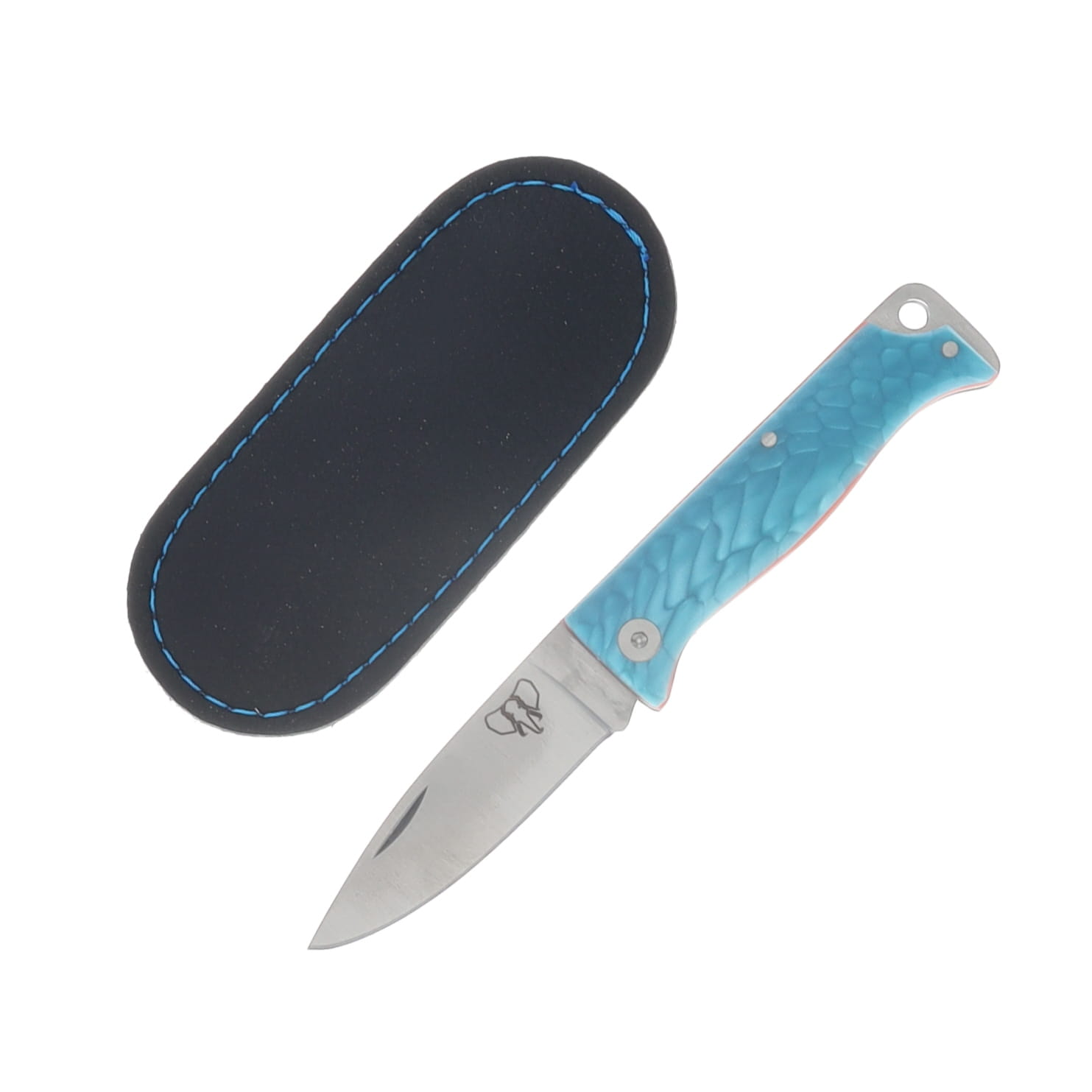 Cudeman MT-10 Folder Blue Juma 1.5in Satin Drop Point W/Black Pouch CUD332JA View 1