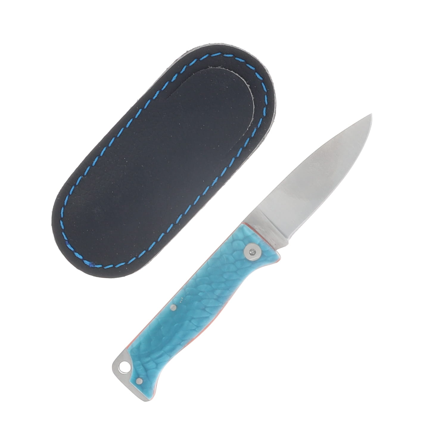 Cudeman MT-10 Folder Blue Juma 1.5in Satin Drop Point W/Black Pouch CUD332JA View 2