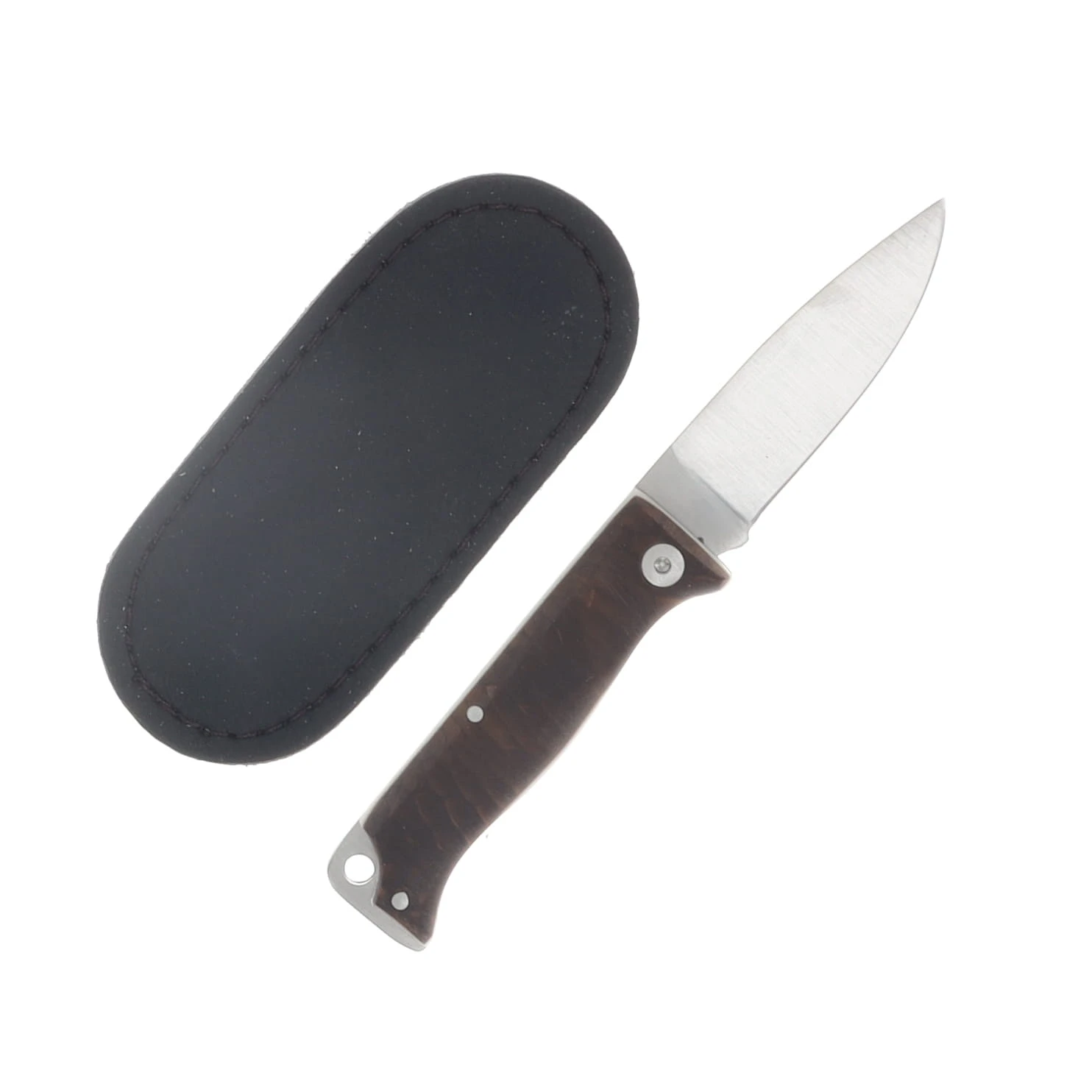 Cudeman MT-10 Folder Brown Juma 1.5in Satin Drop Point W/Leather Pouch CUD332JM View 2
