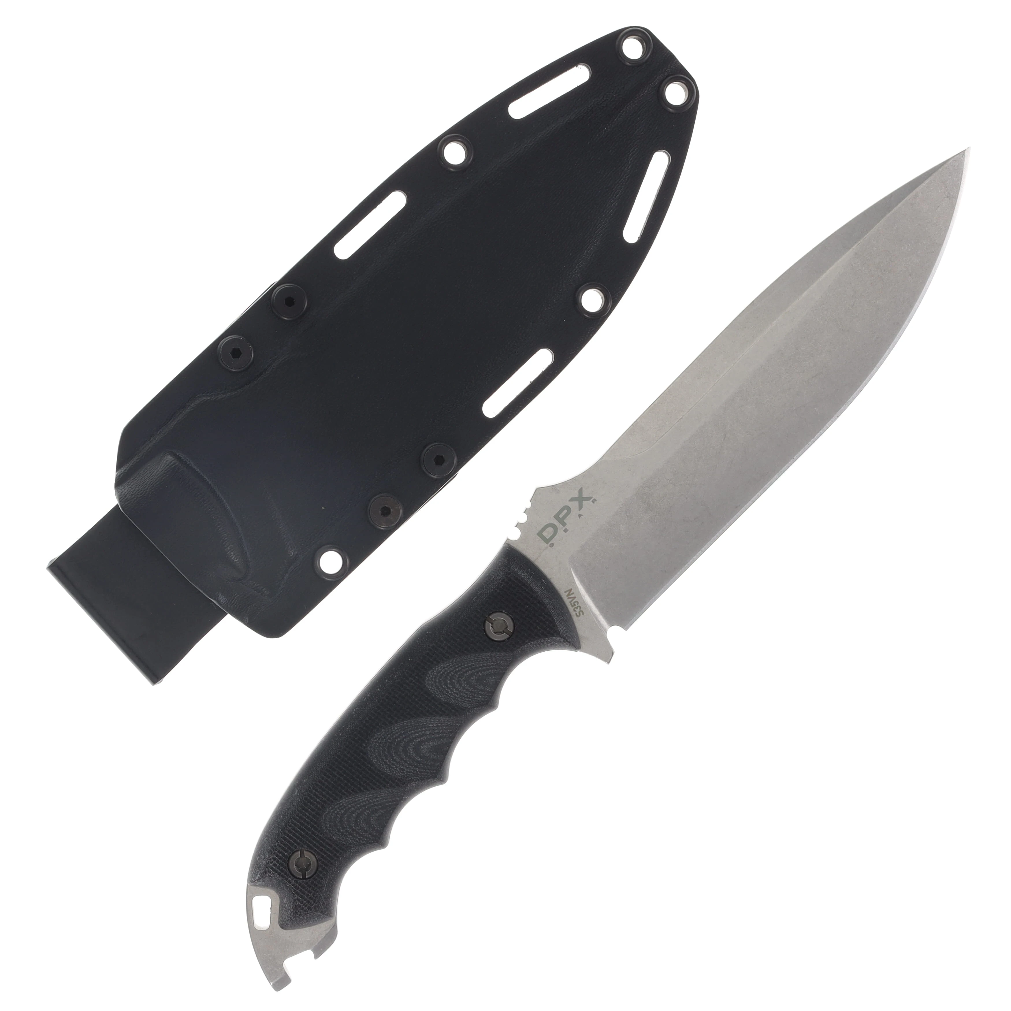 DPx Gear Hest 6 Milspec Fixed Black Finger Grooved G-10 Stonewash S35VN Blade DPXHSX060 View 2