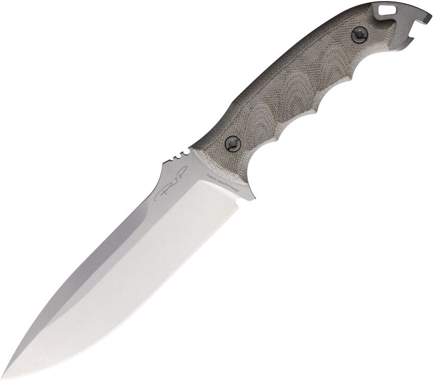 DPx Gear Hest 6 Fixed Knife Green Canvas Micarta Handle Stonewash