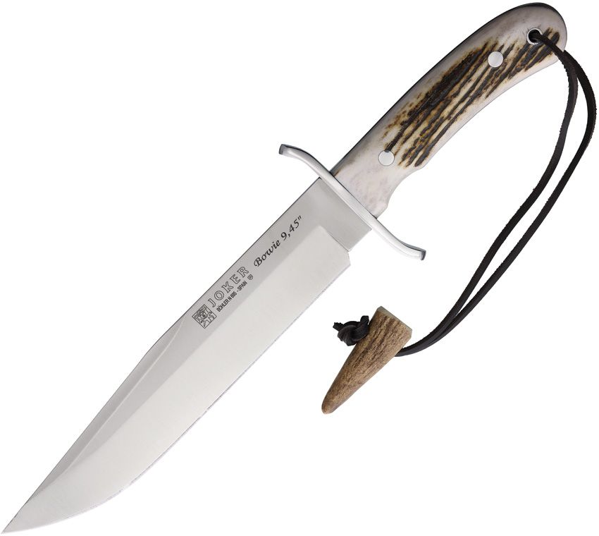 Joker Bowie 9.45in Stag Bone Handle Satin N695 Blade W/ Brown Leather Sheath JKRCC139 View 3