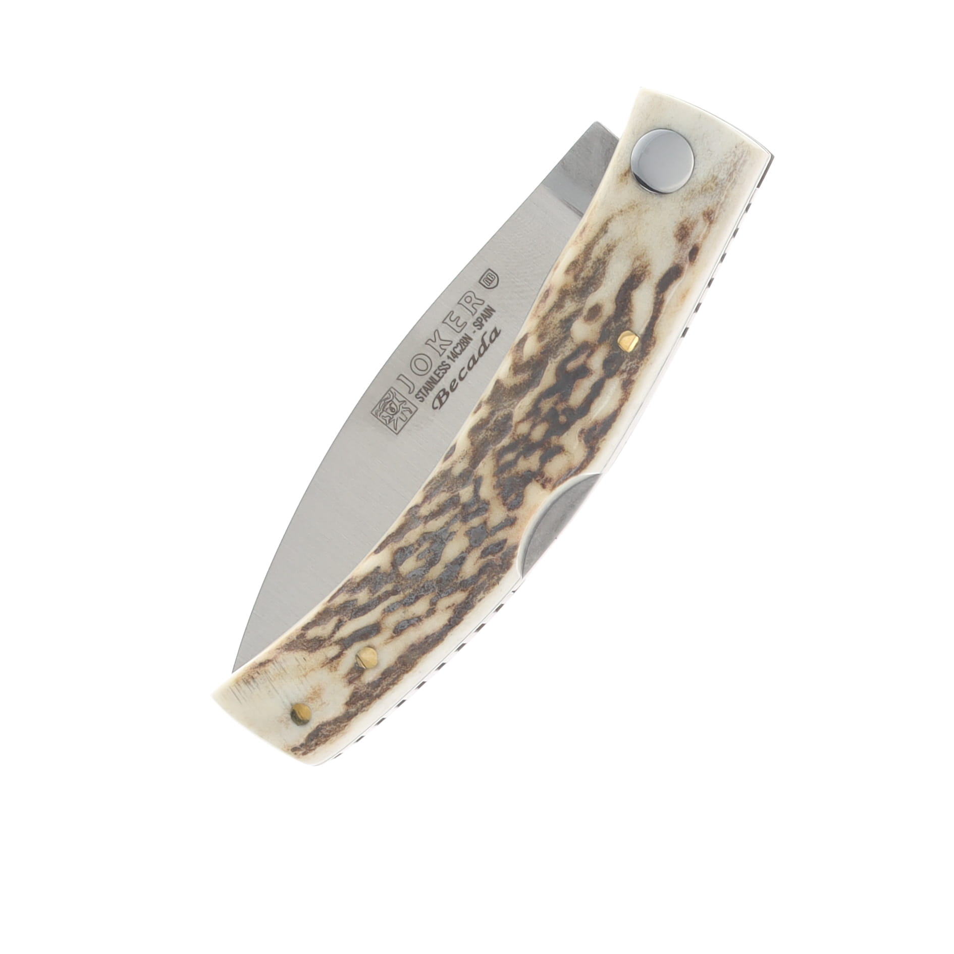 Joker Becada Lockback Folder Stag Bone Handle 3in Satin 14C28N Blade JKRNC153 View 6