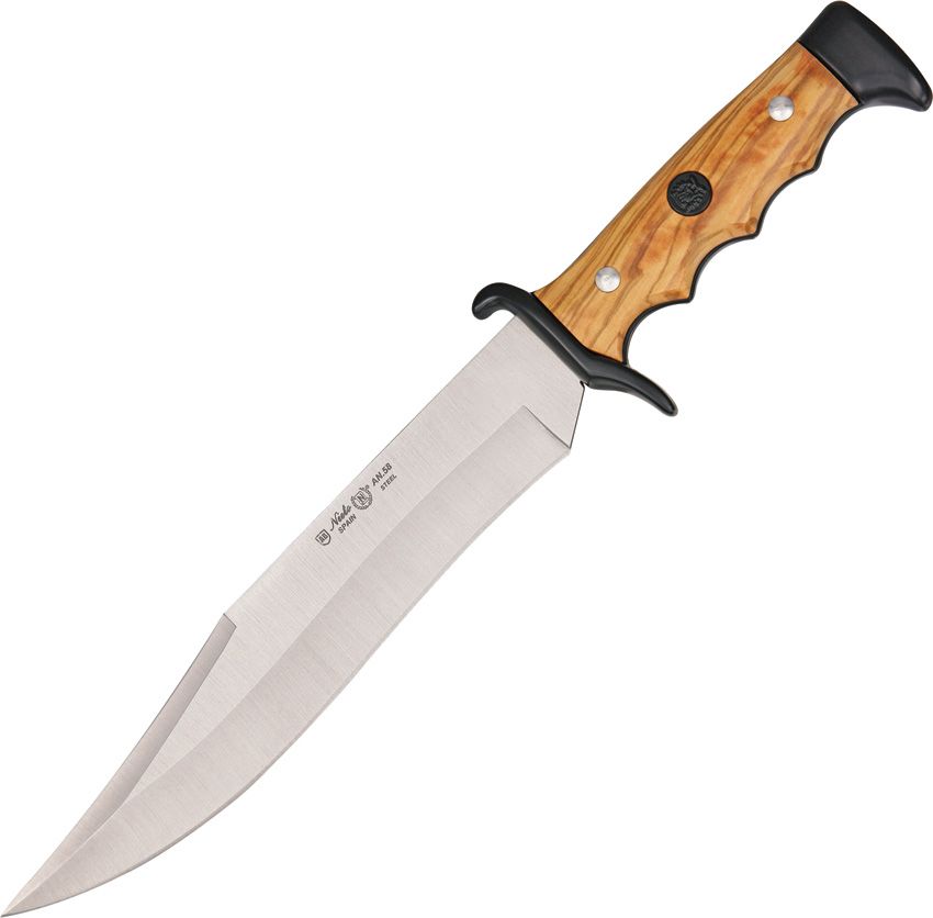 Nieto Cuchillo Linea Cetreria Bowie Knife Finger Grooved Natural Olive Wood NIE2403 View 1