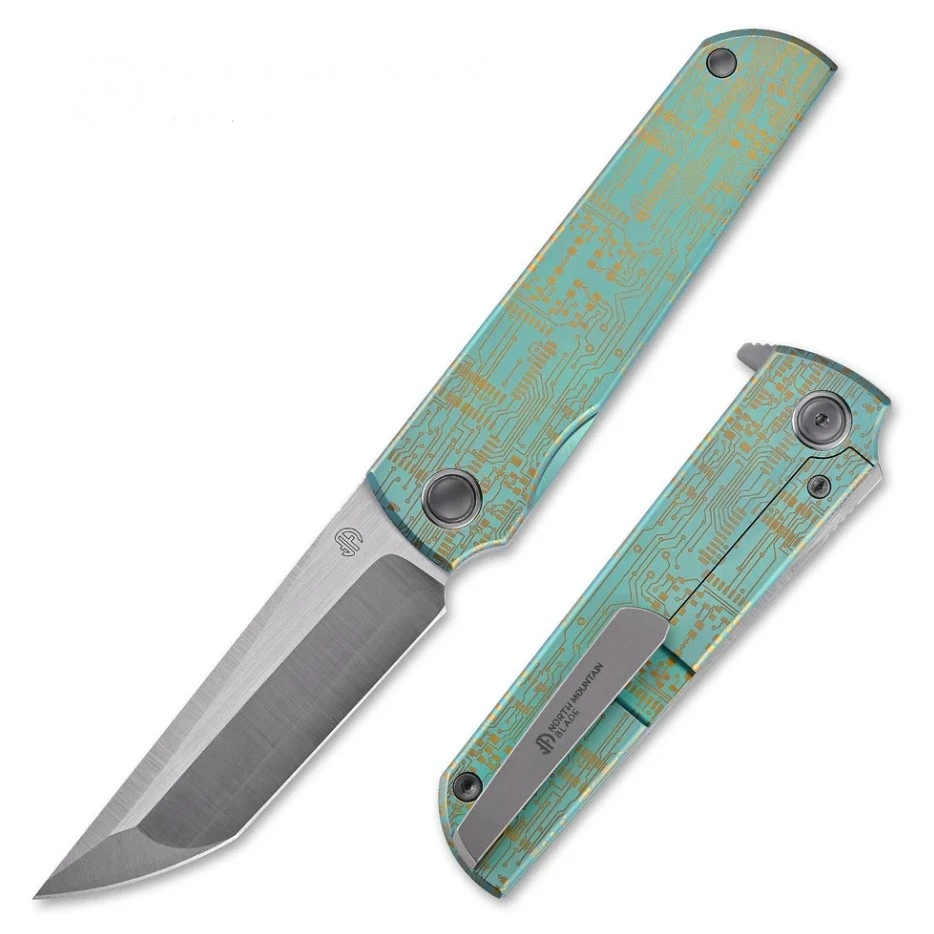 North Mountain Blade x Lee Williams Collab The Zen Framelock TI Teal Tanto ZDP-189 NMB2414AZDA View 1