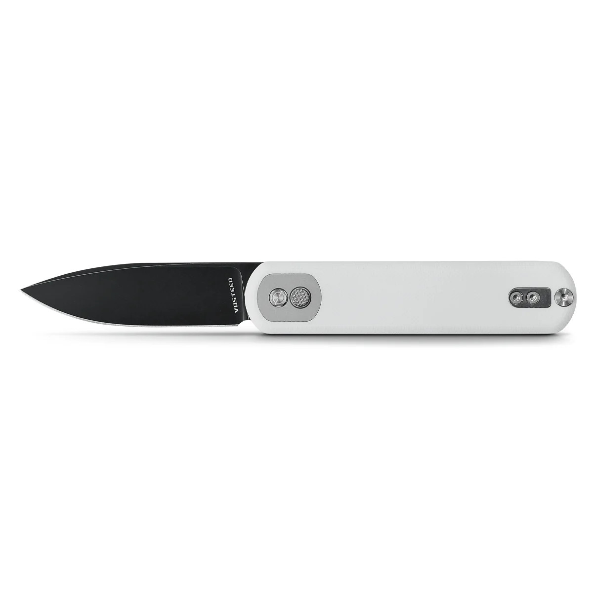 Vosteed Corgi Trek Lock Folding Knife White G10  Black STN WSH 14C28N Drop Point View 1