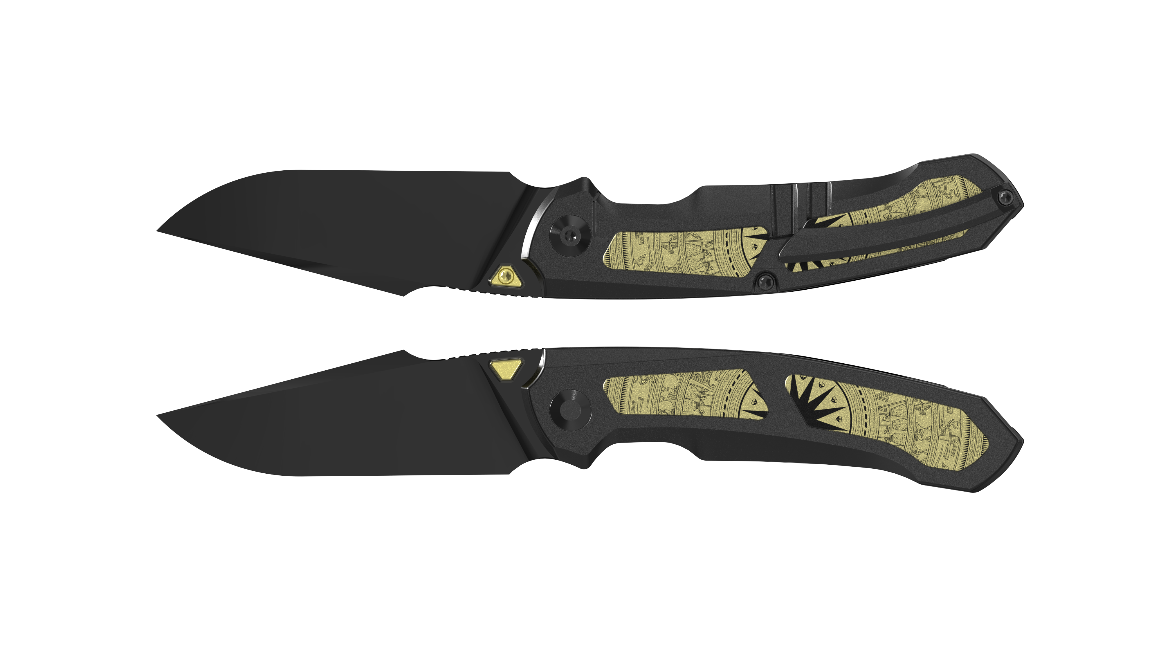 Kizer Feweed XL Folding Knife Matte Black DLC Ultra S90V/Black and Gold Titanium KI4694A1 View 1