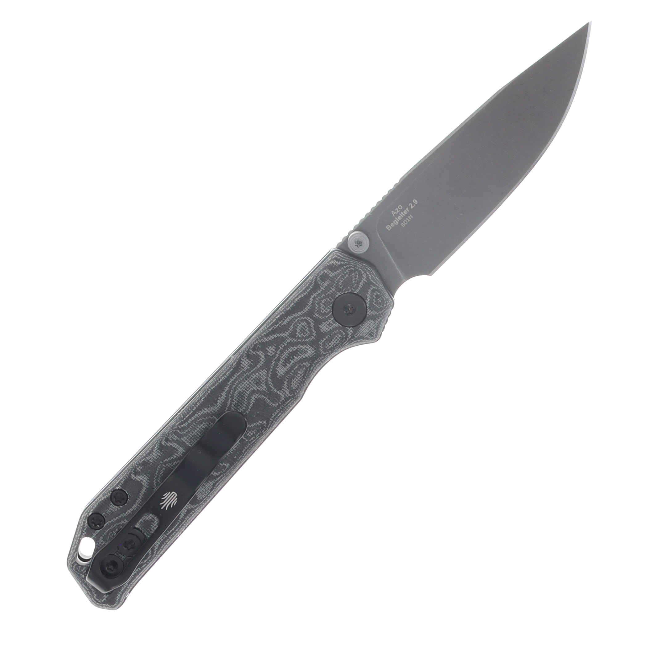 Kizer Begleiter 2.9 Folding Knife PVD Stonewash BD1N/Black and White Vortex Micarta V3458.2BDA2 View 2