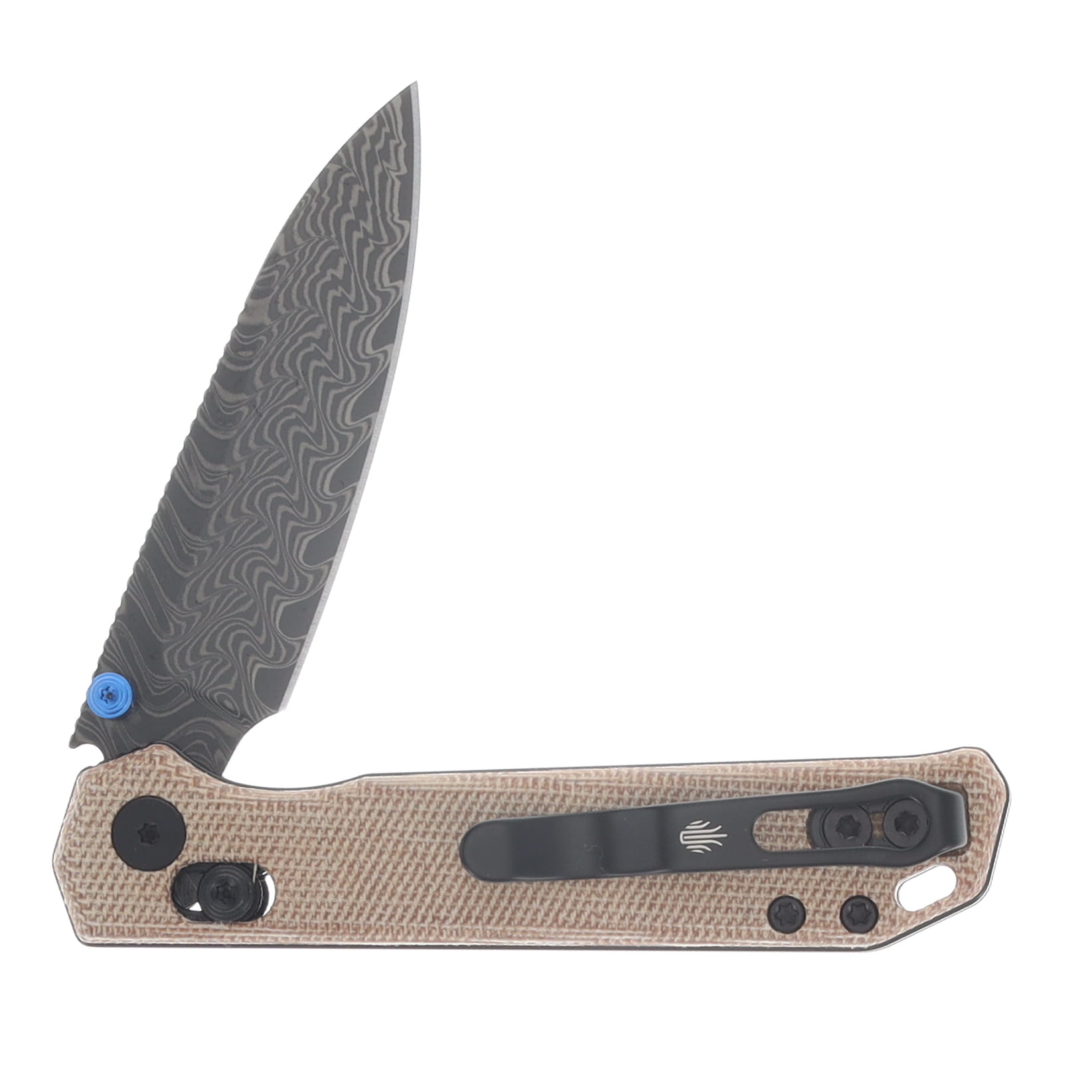 Kizer Begleiter 2.9 Folding Knife Acid Washed Damascus/Norplex Ultrex Micarta V3458.2CDA2 View 4