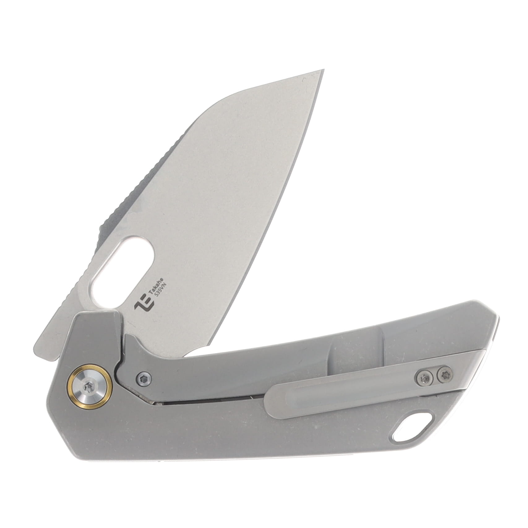 Kizer Takahe Folding Knife Stonewashed S35VN/Gray Titanium KI3701A1 View 4