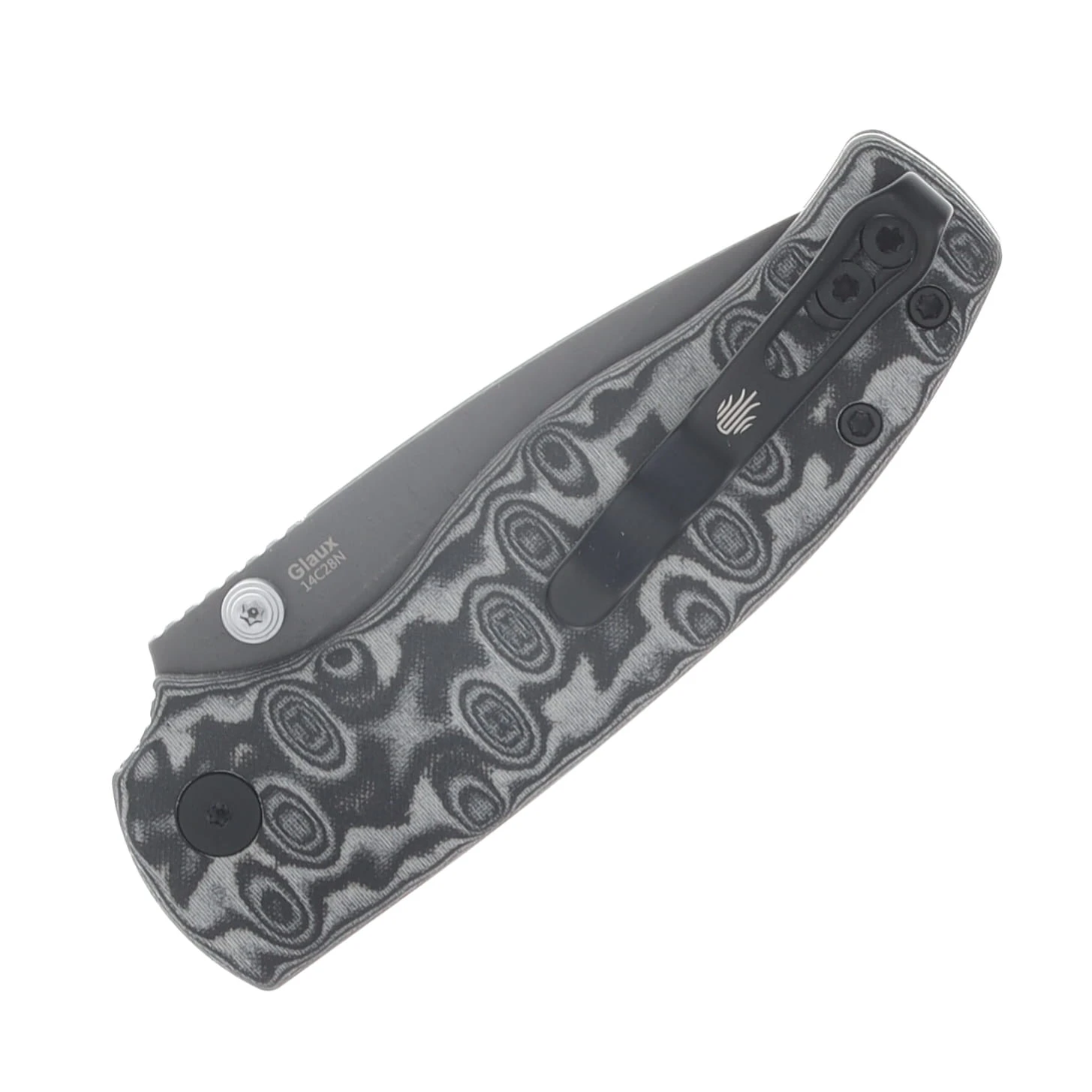 Kizer Glaux Folding Knife PVD Stonewash 14C28N/Black Vortex Pattern Micarta V3801A2 View 6