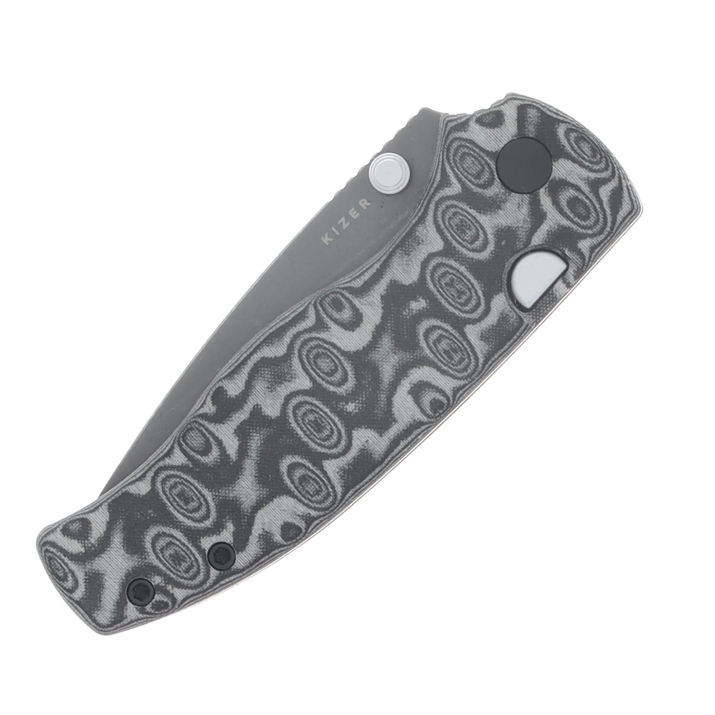 Kizer Glaux Folding Knife PVD Stonewash 14C28N/Black Vortex Pattern Micarta V3801A2 View 5
