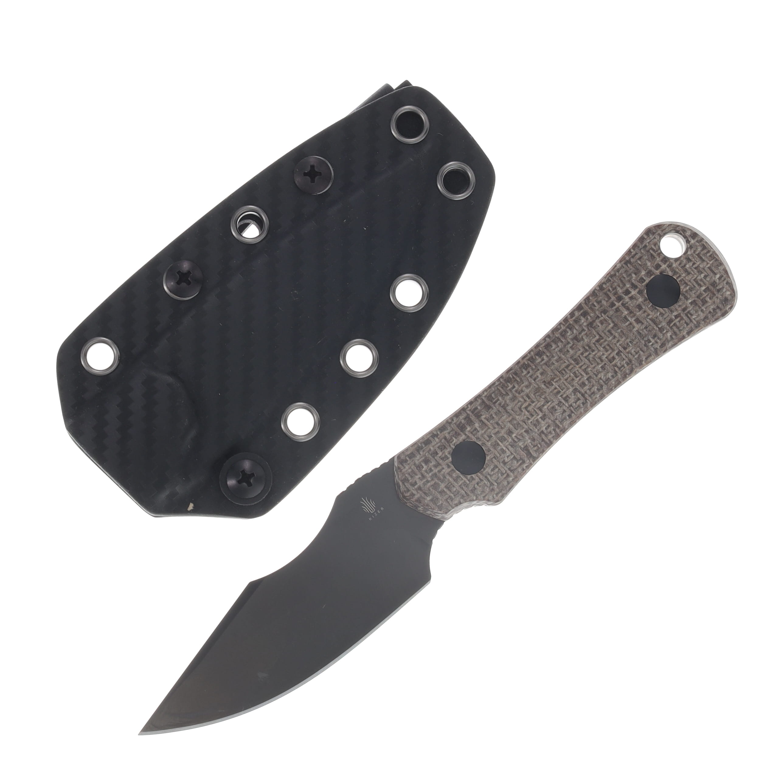 Kizer Bone Fixed Blade Knife DLC AEB-L/Norplex Ultra Micarta 1122A1 View 1