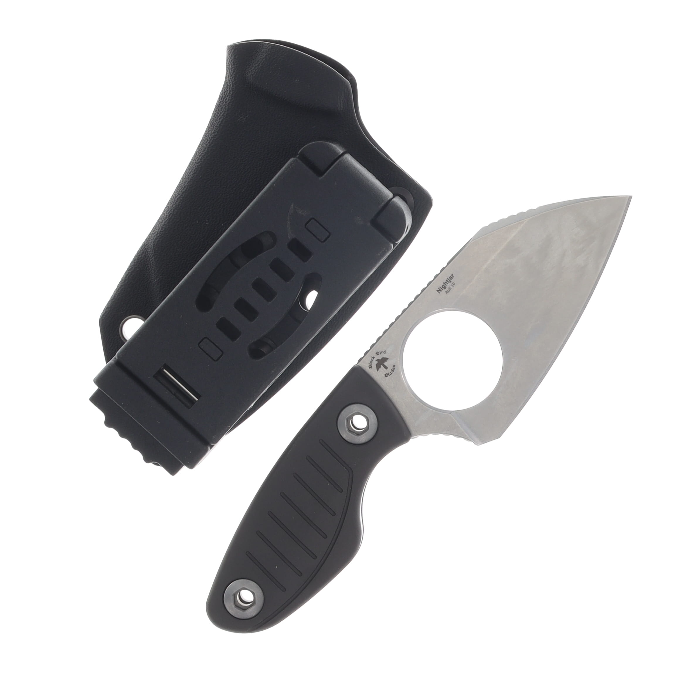 Kizer Nightjar Fixed Blade Knife Stonewash AUS-10/Gray Aluminum 1114A2 View 2
