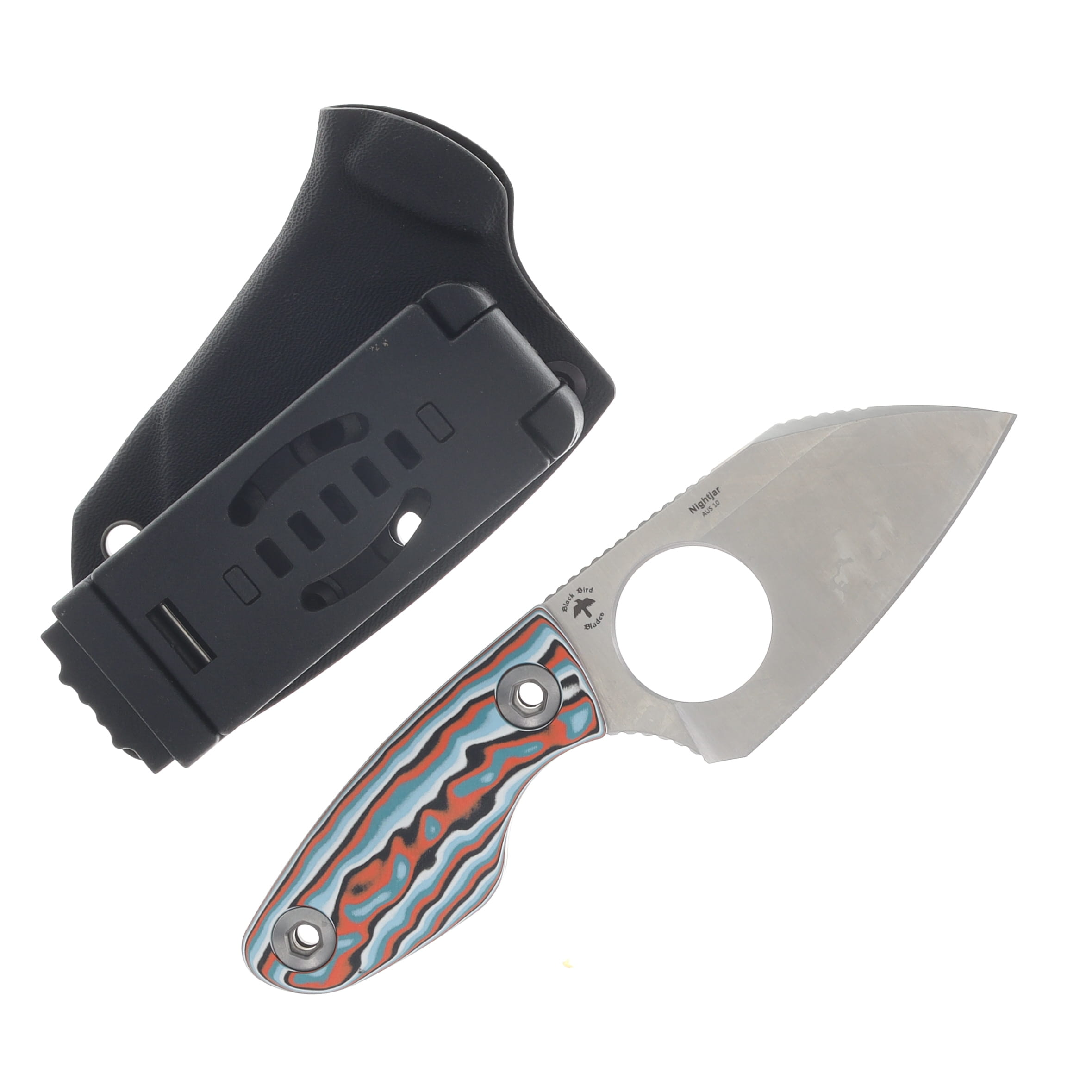 Kizer Nightjar Fixed Blade Knife Satin AUS-10/Multi Colored Vortex Pattern Micarta 1114A3 View 2