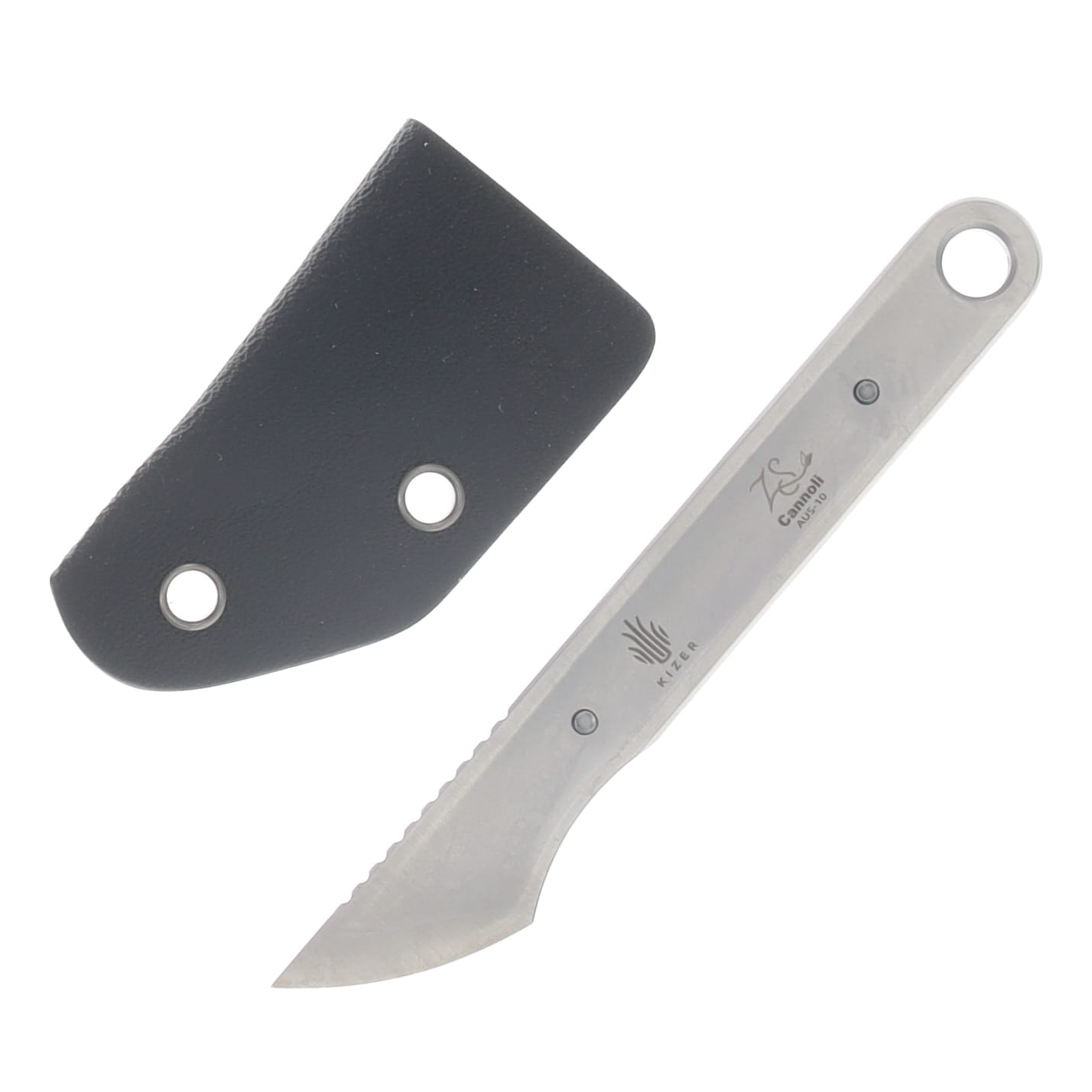 Kizer Cannoli Fixed Blade Knife Satin AUS-10/Multi Color Vortex Pattern Micarta 1089A1 View 2