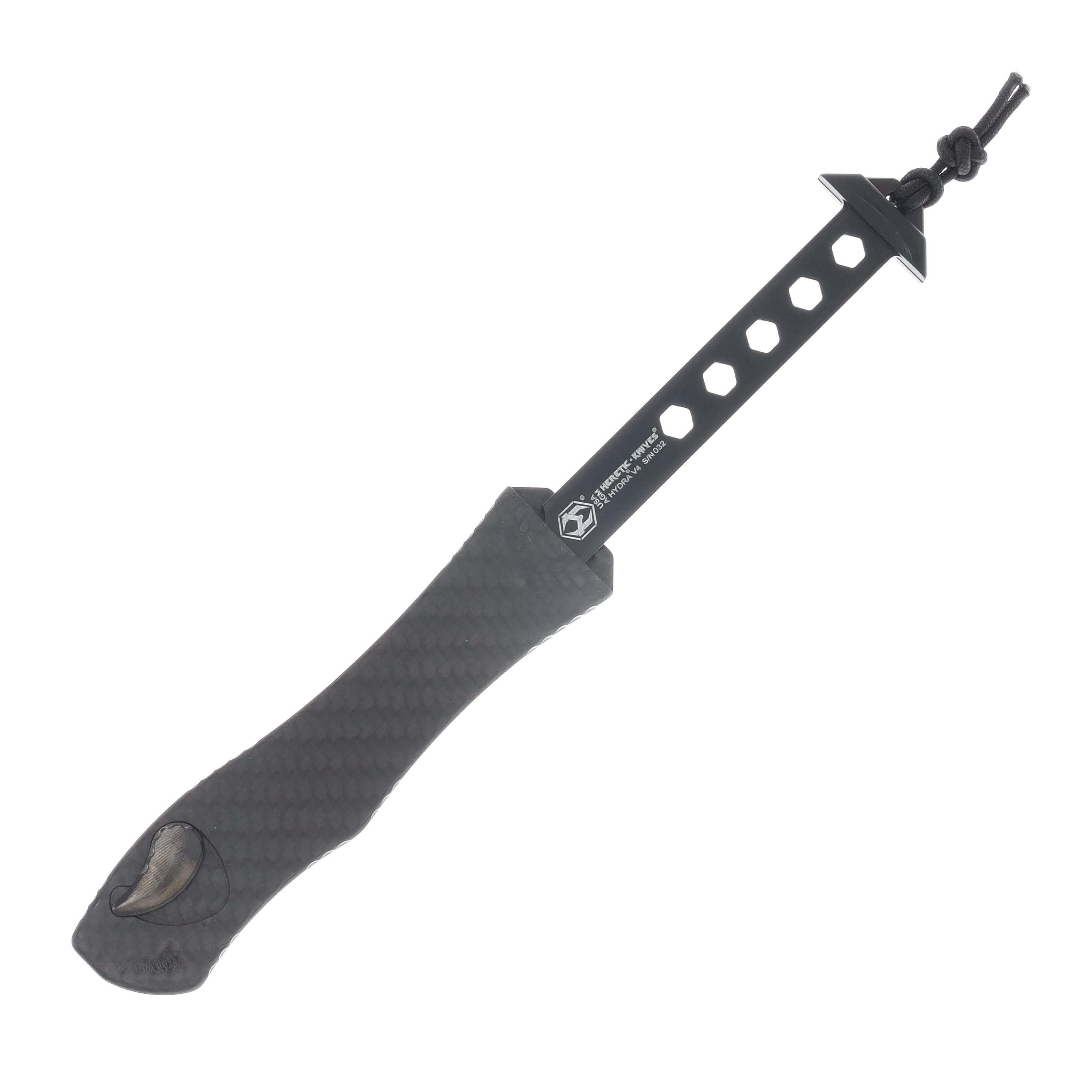 Heretic Custom Hydra Single Action OTF Automatic DLC Vegas Forge Reptilian Damascus Tanto/Carbon Fiber Chassis with DLC Hardware BSTX26002 View 3