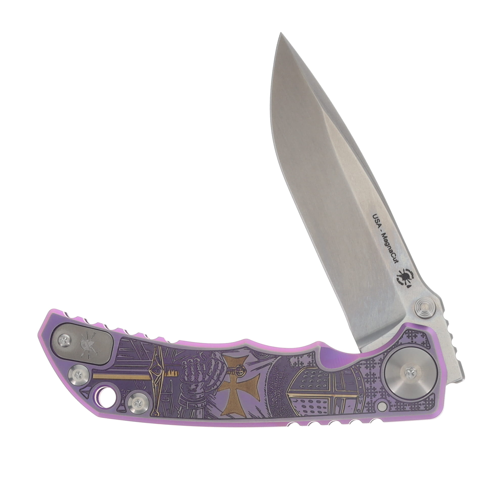Spartan Harsey Folder Templar Engraved Titanium CPM MagnaCut Spear Point SF5TEMP View 3