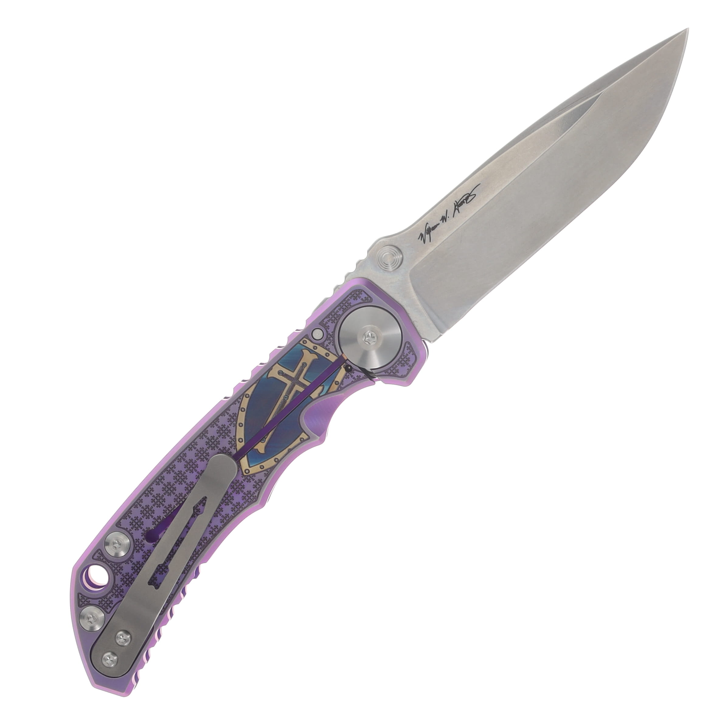 Spartan Harsey Folder Templar Engraved Titanium CPM MagnaCut Spear Point SF5TEMP View 2