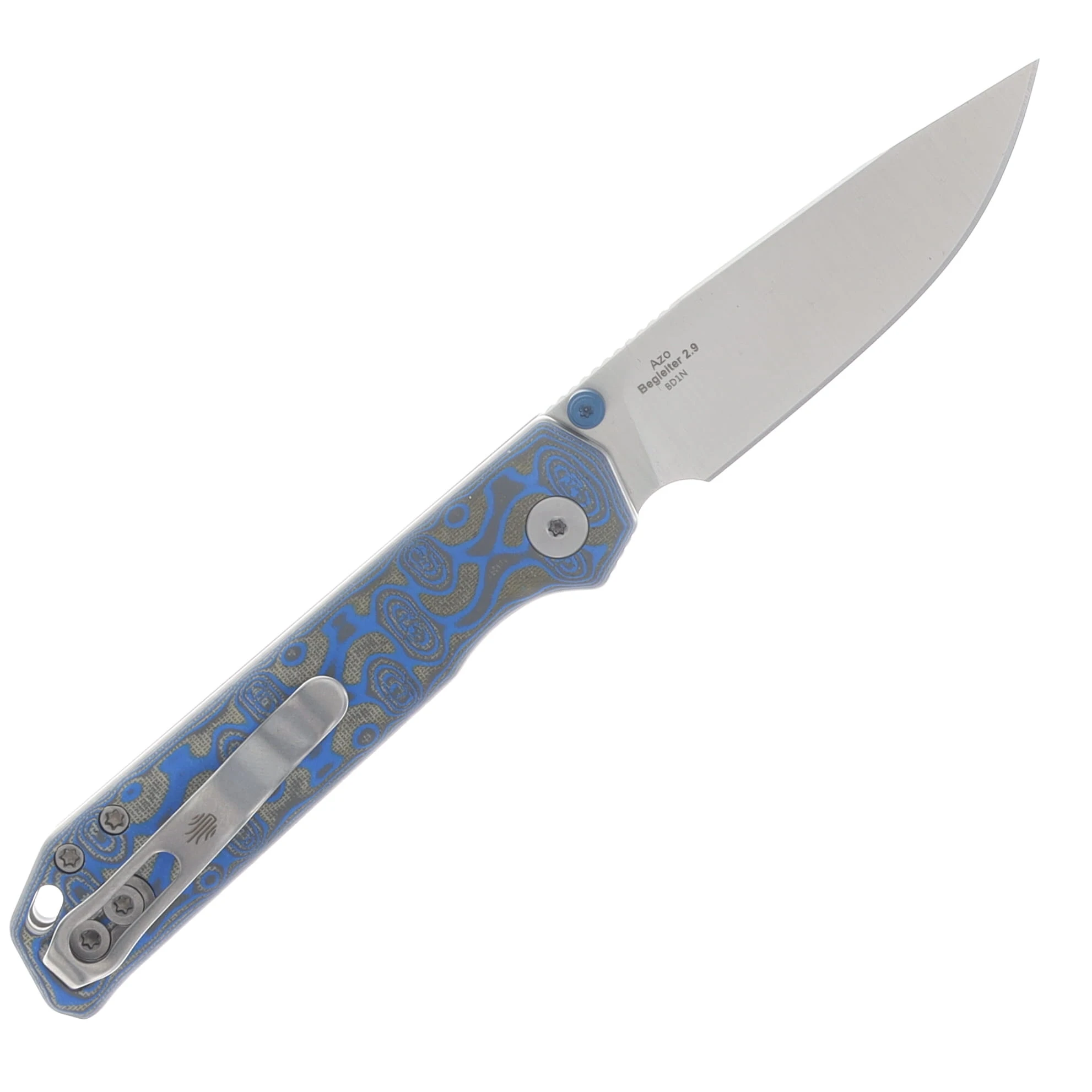 Kizer Begleiter 2.9 Folding Knife Satin BD1N/Blue Vortex Pattern Micarta V3458.2BDA1 View 2
