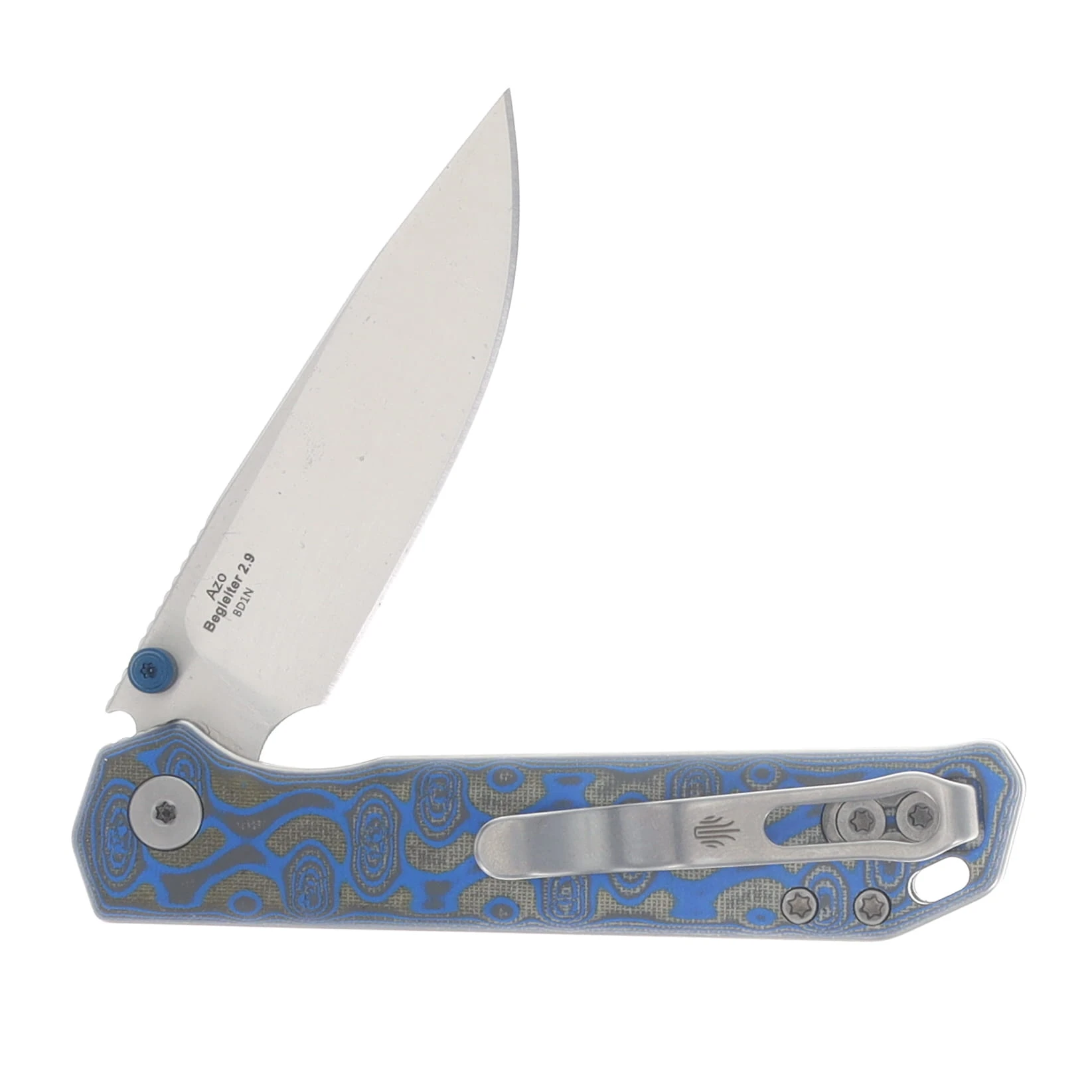Kizer Begleiter 2.9 Folding Knife Satin BD1N/Blue Vortex Pattern Micarta V3458.2BDA1 View 4