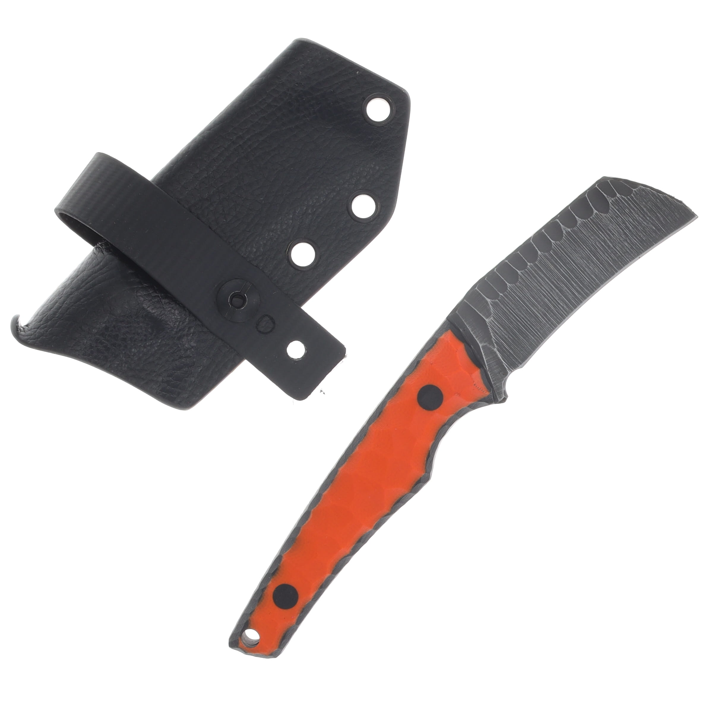 NO7 Knife Company AMP Fixed Blade Orange G10 Black Liner Black Pins W/Sheath NO7AMP-ORAG10-BLA-BP View 2