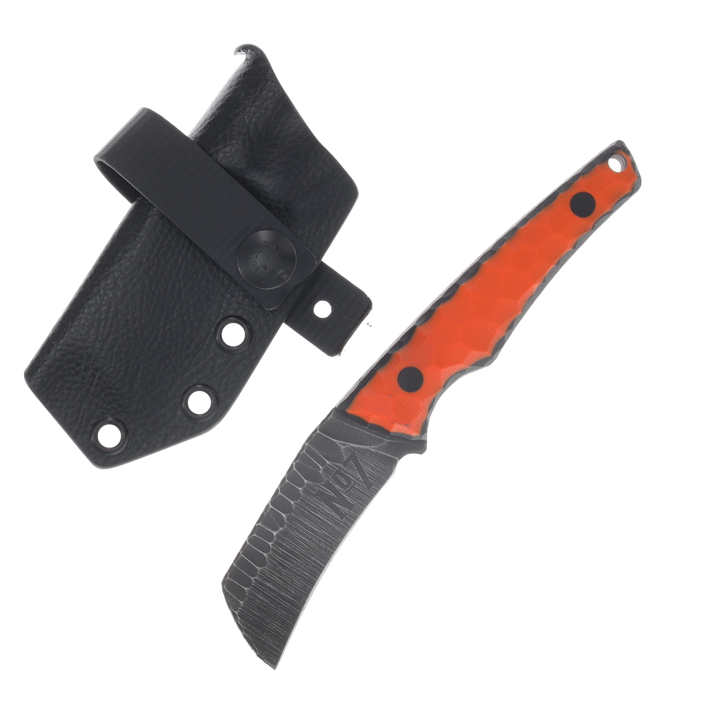 NO7 Knife Company AMP Fixed Blade Orange G10 Black Liner Black Pins W/Sheath NO7AMP-ORAG10-BLA-BP View 1