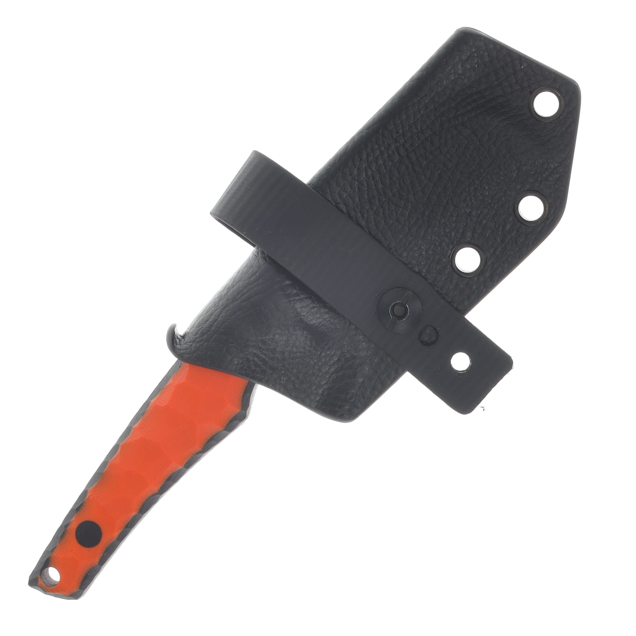 NO7 Knife Company AMP Fixed Blade Orange G10 Black Liner Black Pins W/Sheath NO7AMP-ORAG10-BLA-BP View 5