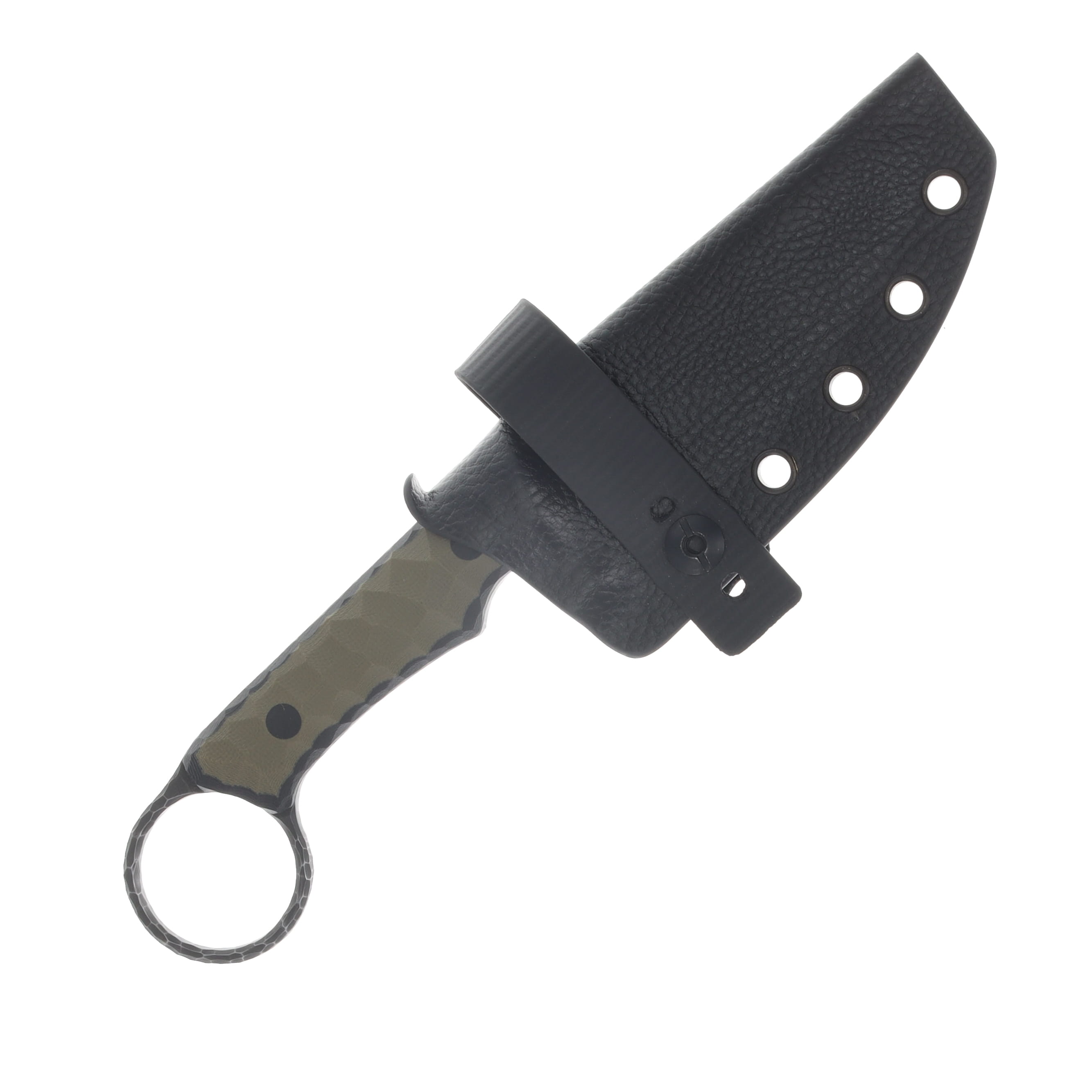 NO7 Knife Company Viper Fixed Blade OD Canvas Black Liners Black Pins W/Thumb Ring NO7VIPER-ODCAN-BLA-BP View 5