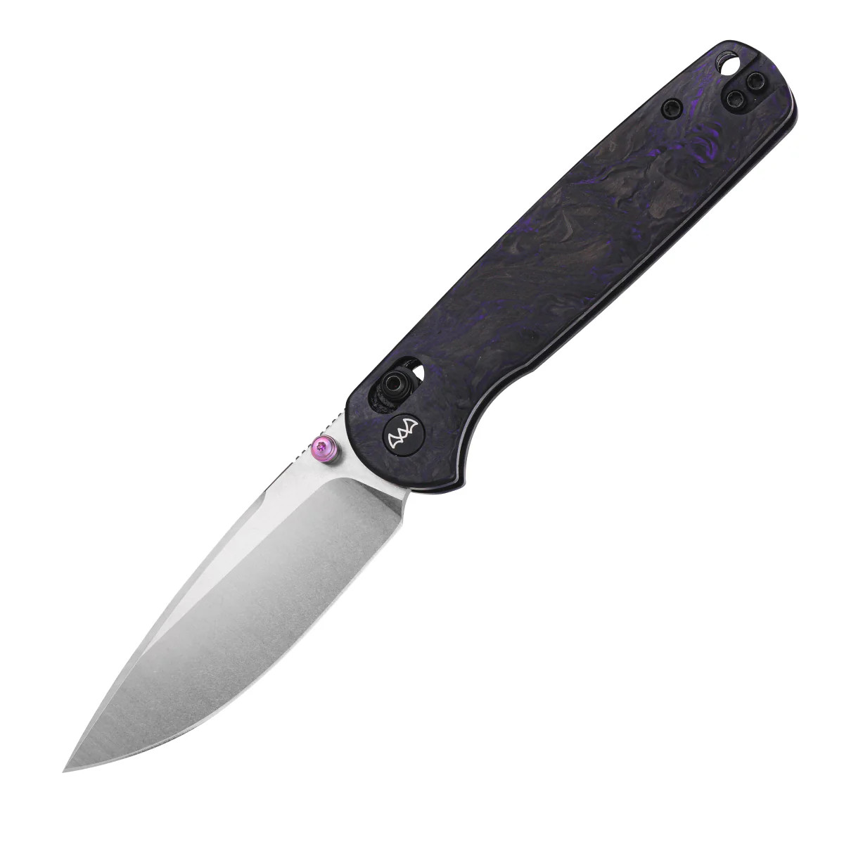 Wixco Drax II Folding Knife STN WSH 14C28N Blade Purple Shredded Carbon Fiber Handle WX10-ENV View 1