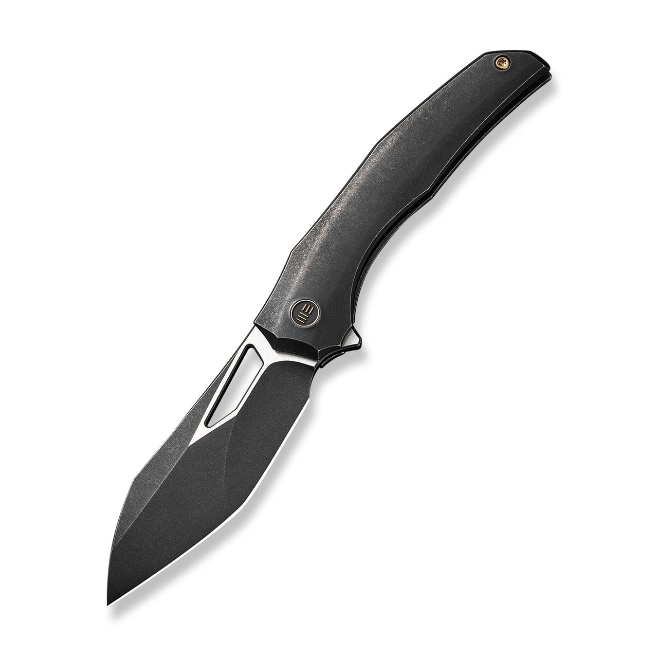 We Knife Co. Ignio Mystery Box Framelock Folding Knife Black Stonewash/Black Titanium WE22042B-1 MB View 1