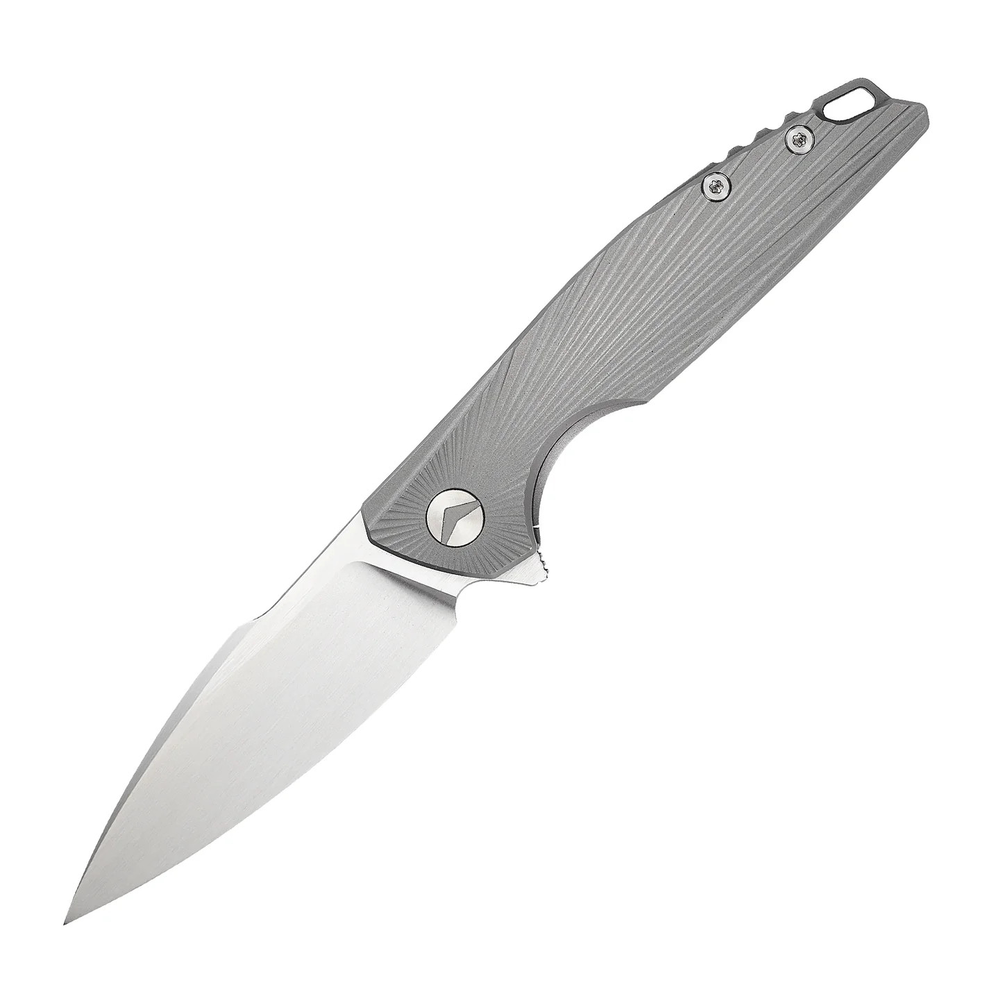 Ferramonster Aurora Rays Folder Hand Rubbed Satin M390 Blade Grey TI Handle FM23002 - A View 1